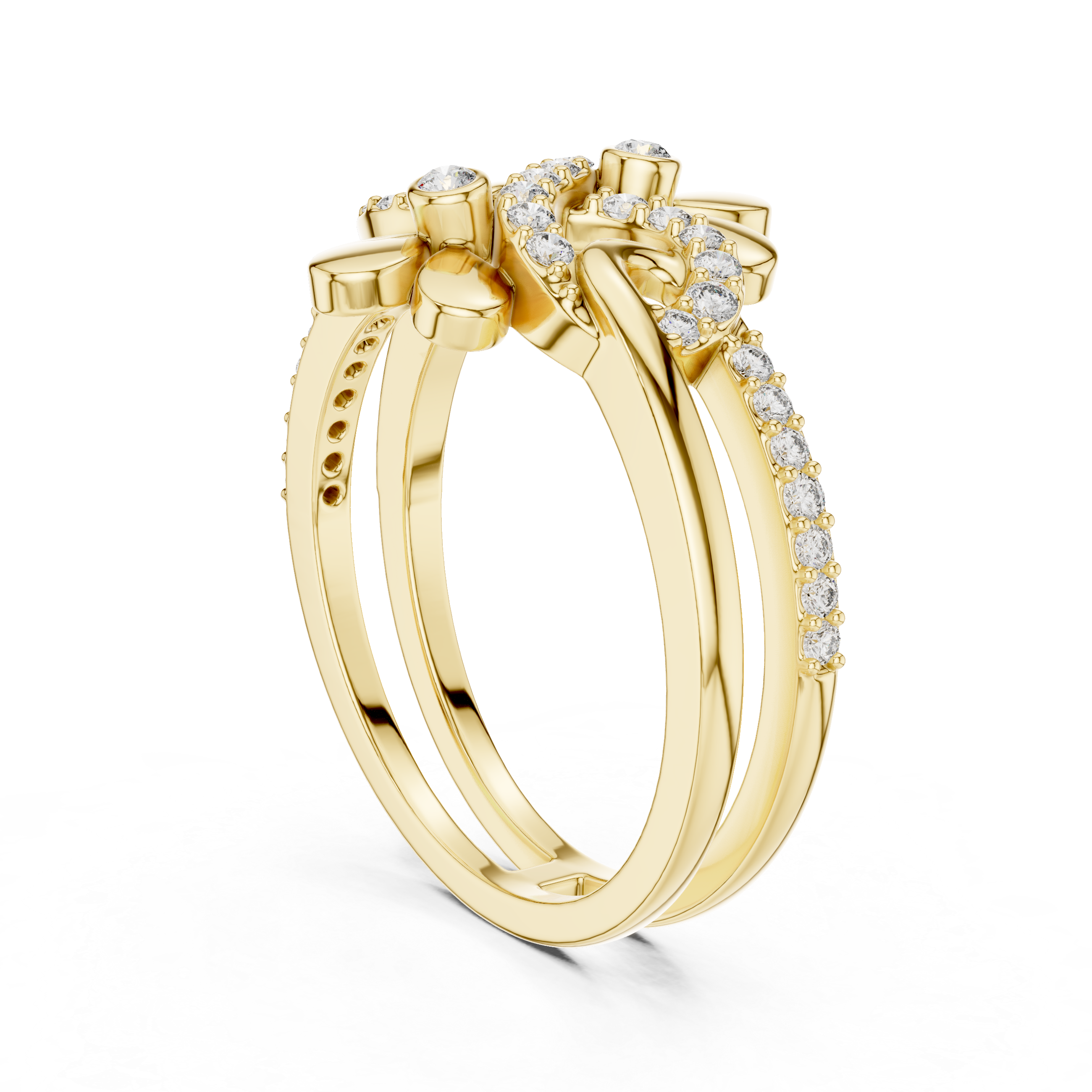 Floral Infinity Diamond Ring – Openwork Double Flower Pavé Statement Ring