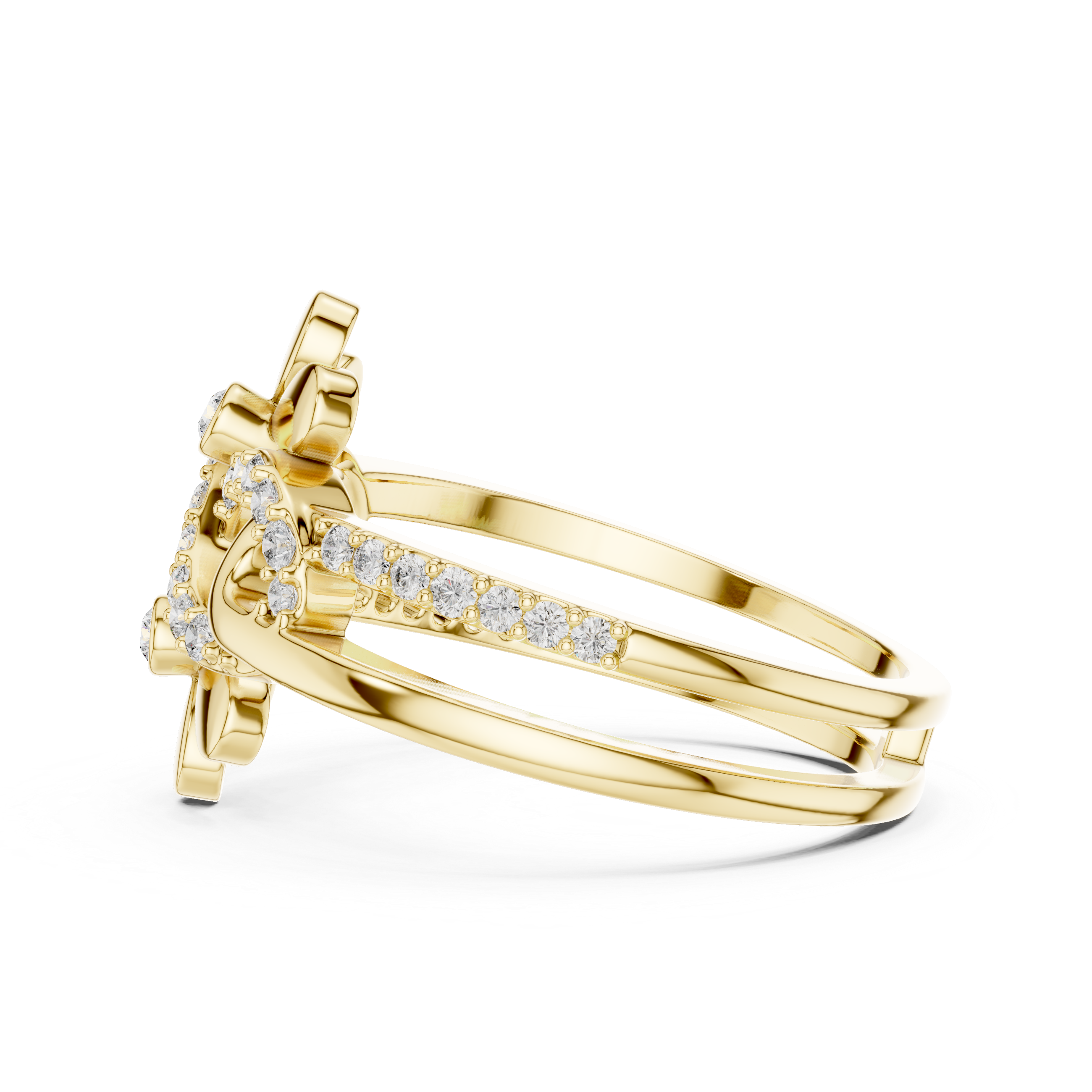 Floral Infinity Diamond Ring – Openwork Double Flower Pavé Statement Ring