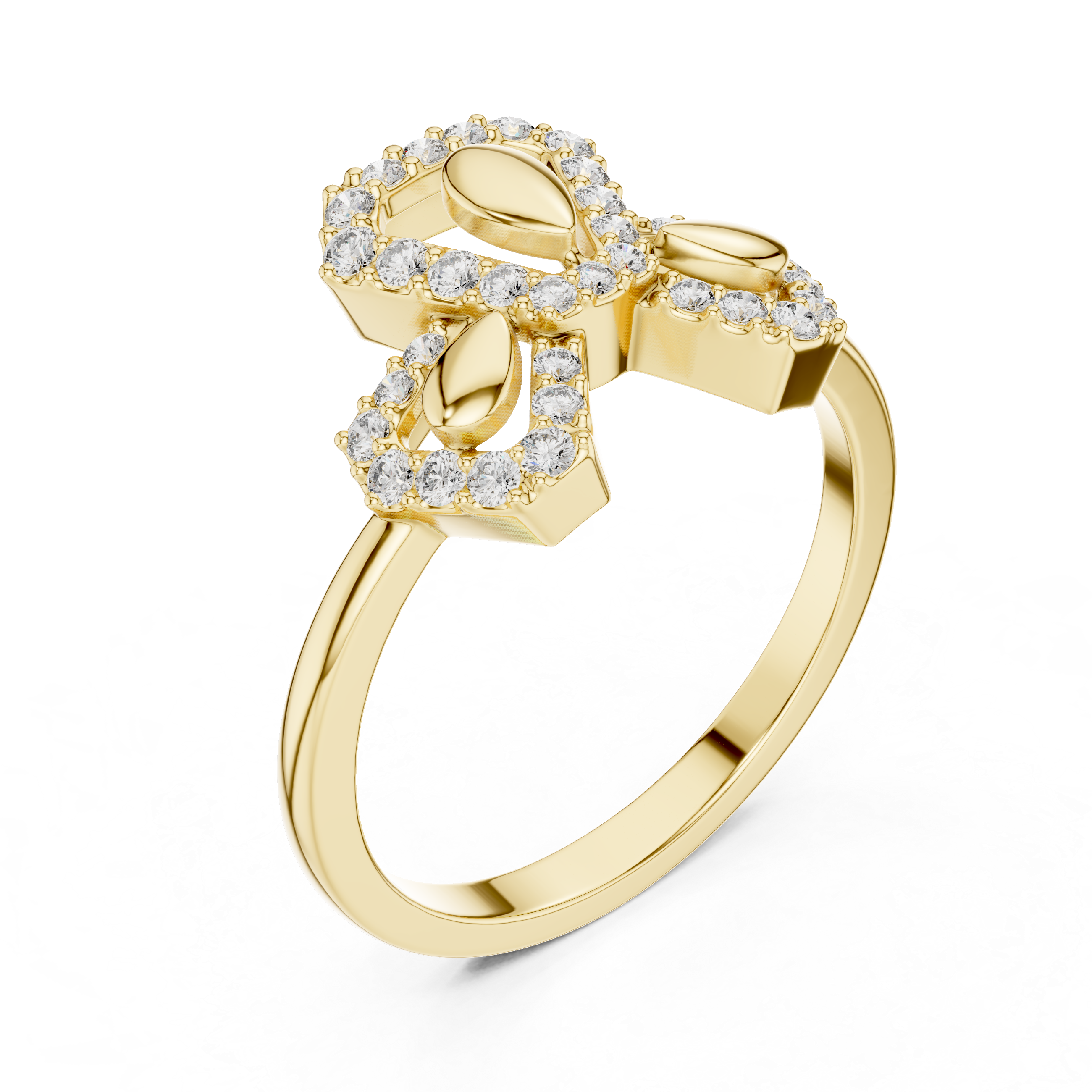Geometric Floral Diamond Ring – Modern Openwork Pavé Statement Ring