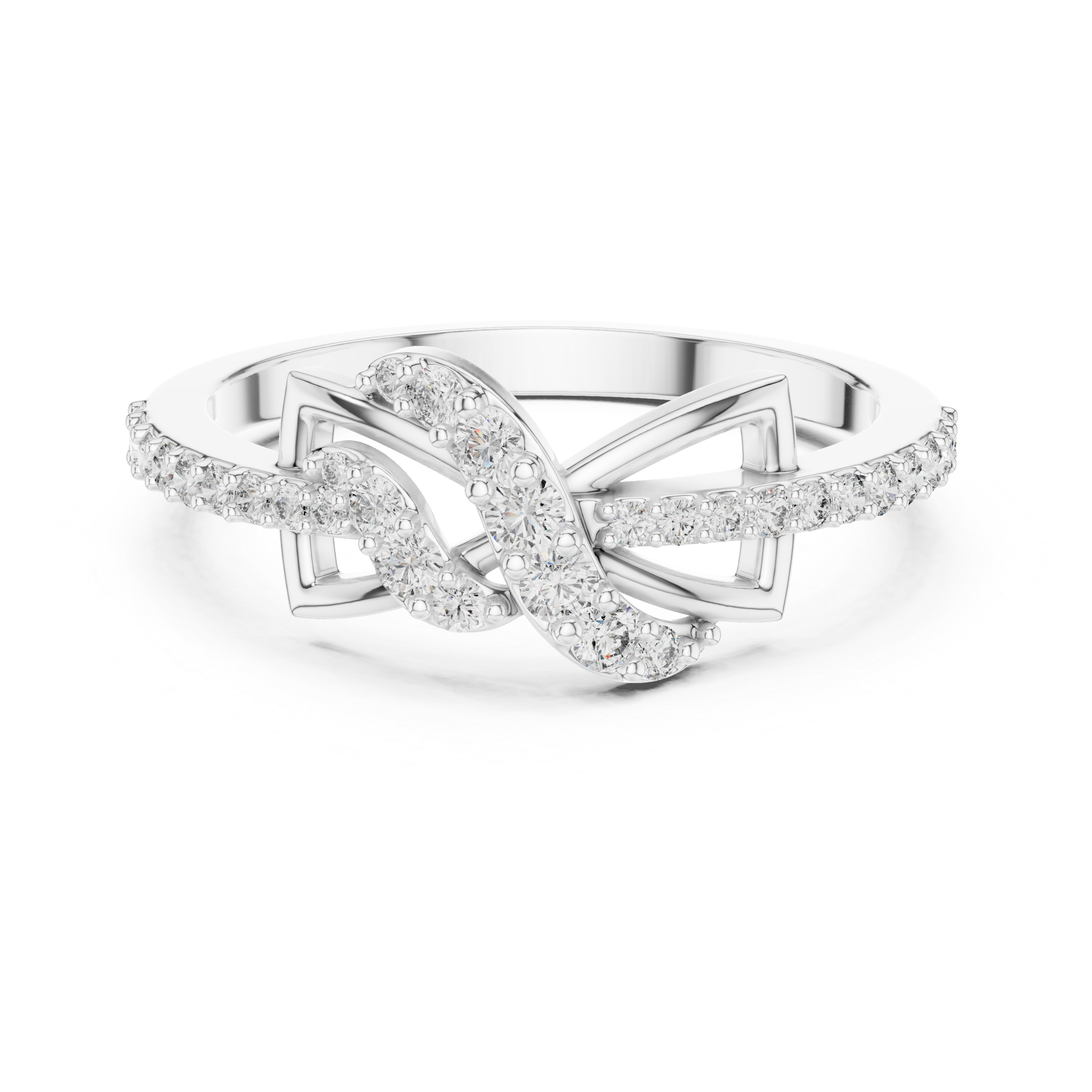 Infinity Twist Diamond Ring – Modern Pavé Knot Statement Ring