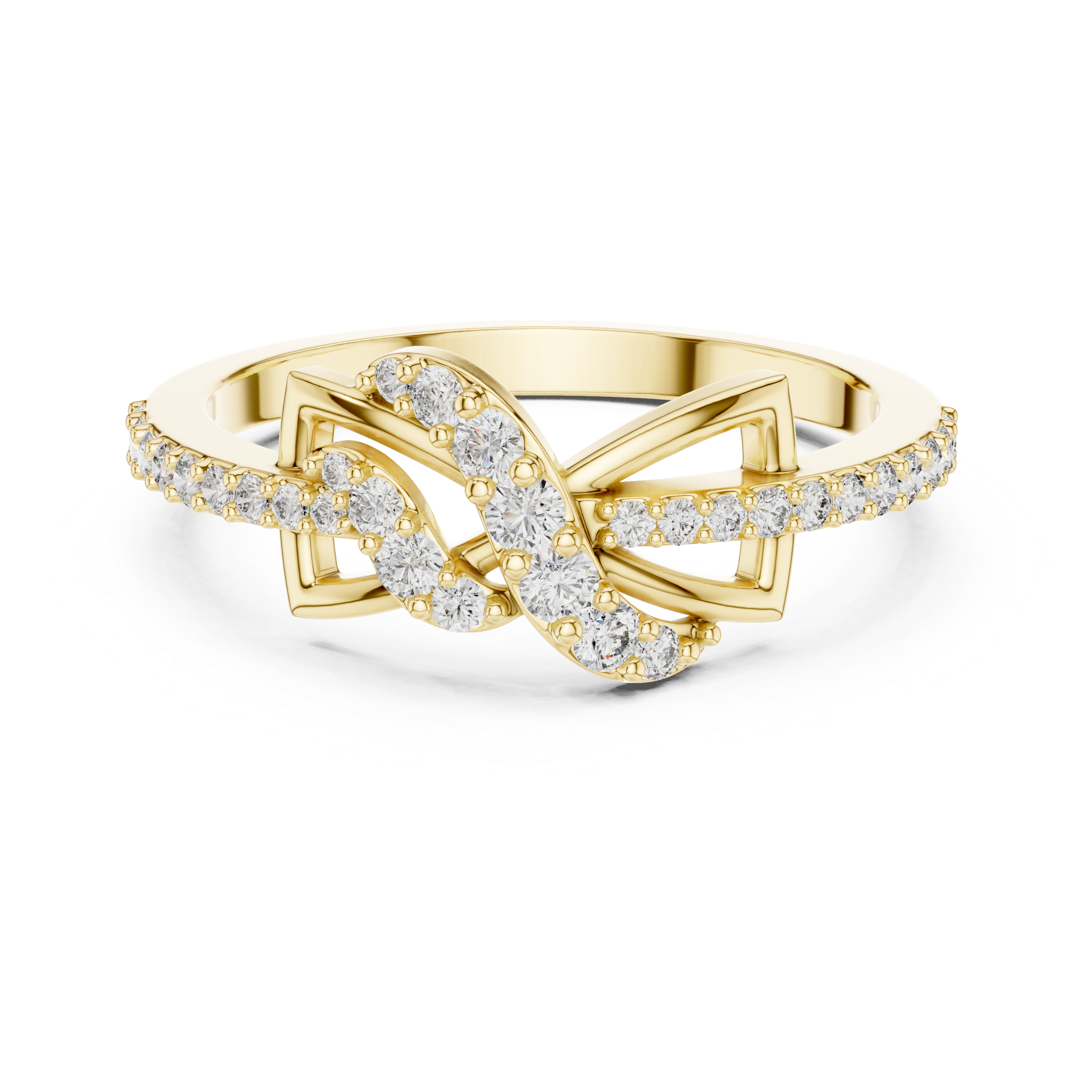 Infinity Twist Diamond Ring – Modern Pavé Knot Statement Ring