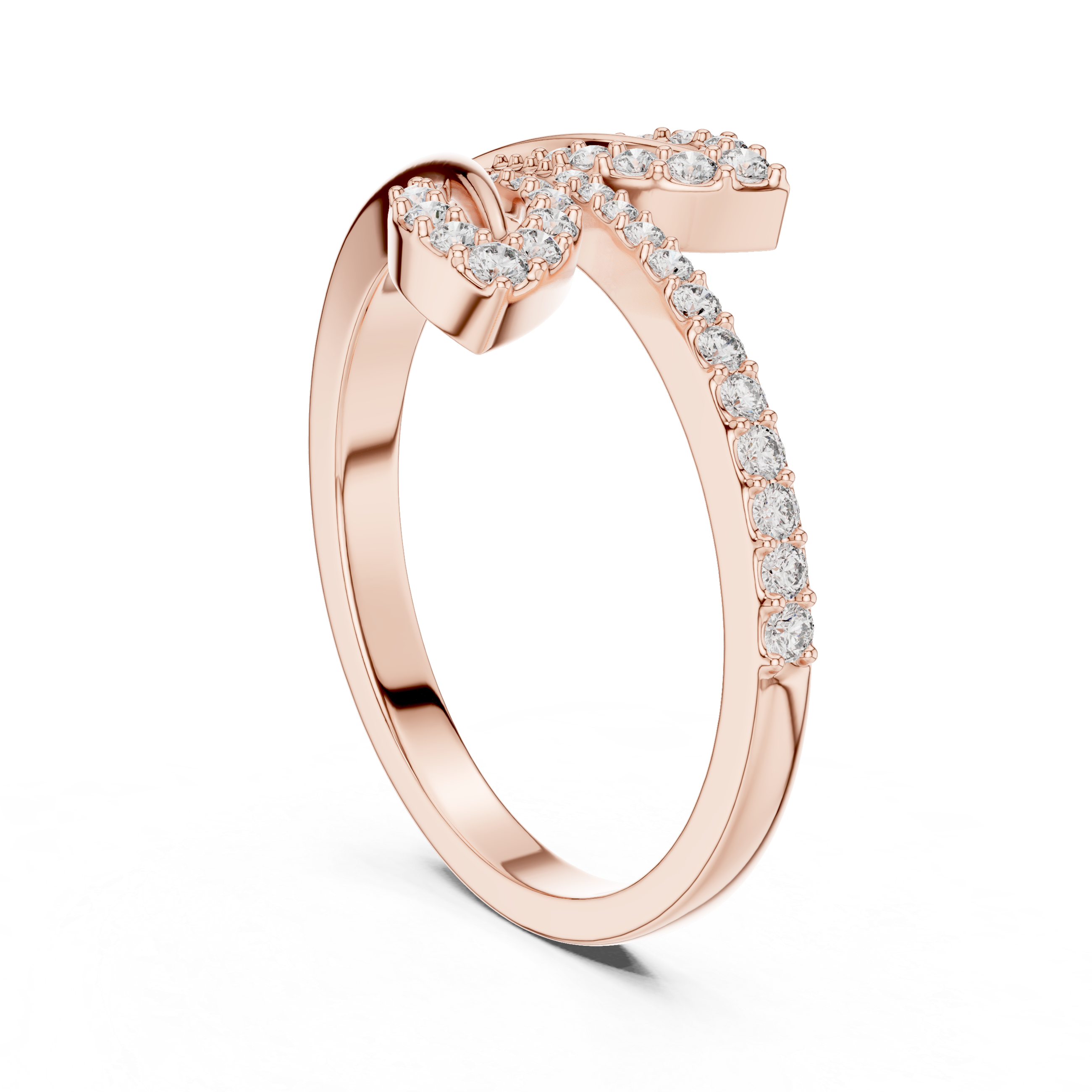 Diamond Leaf Wrap Ring – Modern Open Bypass Nature Inspired Ring