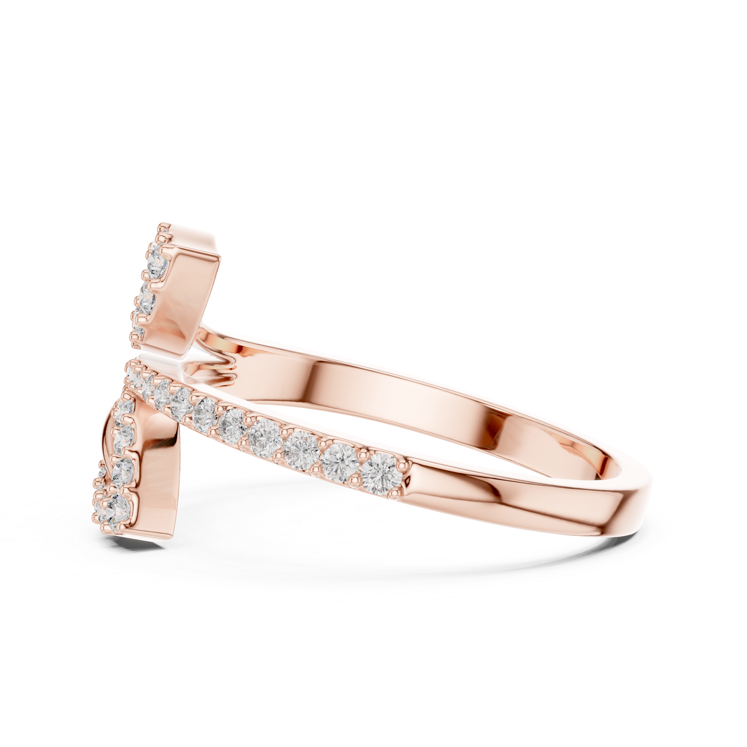 Diamond Leaf Wrap Ring – Modern Open Bypass Nature Inspired Ring