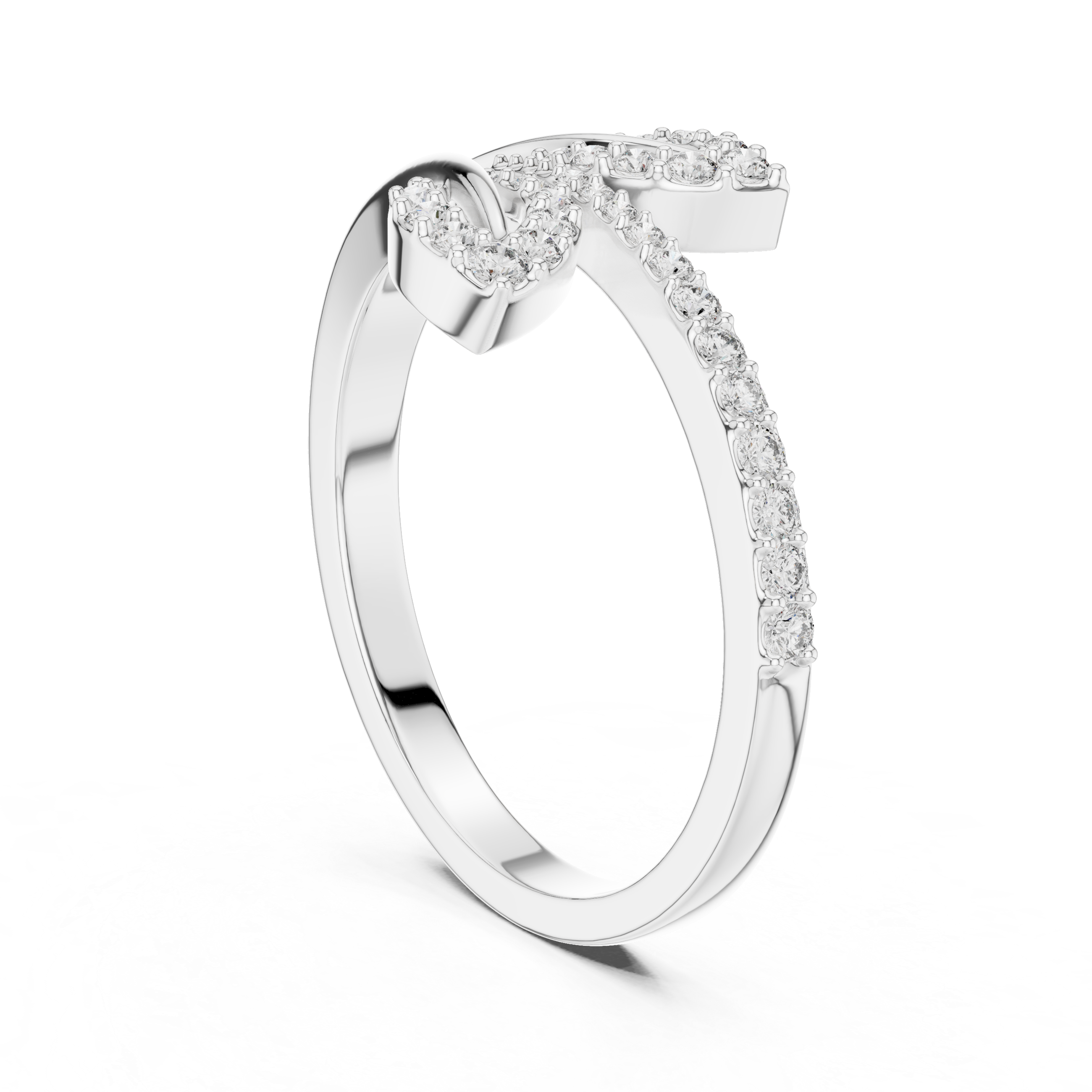 Diamond Leaf Wrap Ring – Modern Open Bypass Nature Inspired Ring