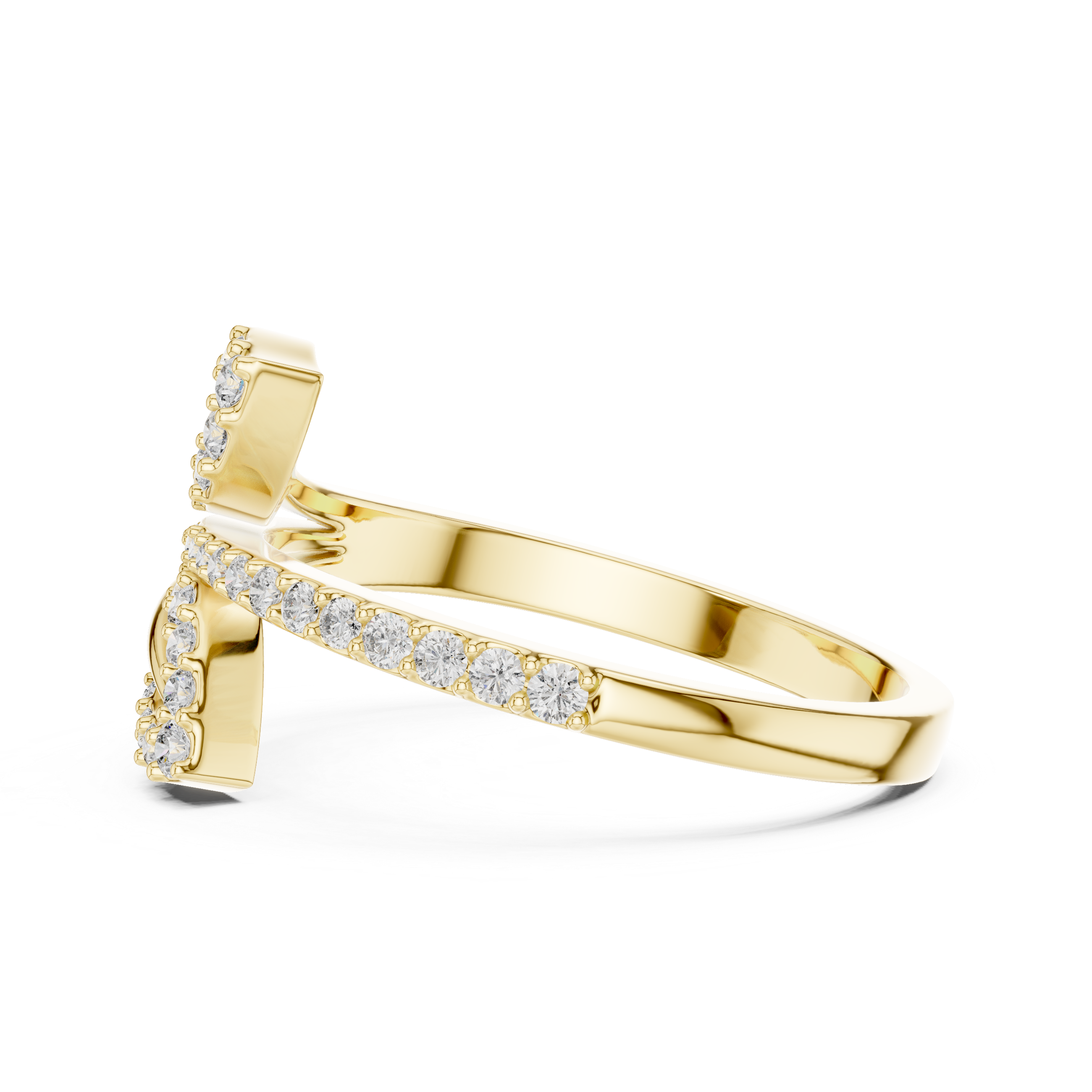 Diamond Leaf Wrap Ring – Modern Open Bypass Nature Inspired Ring