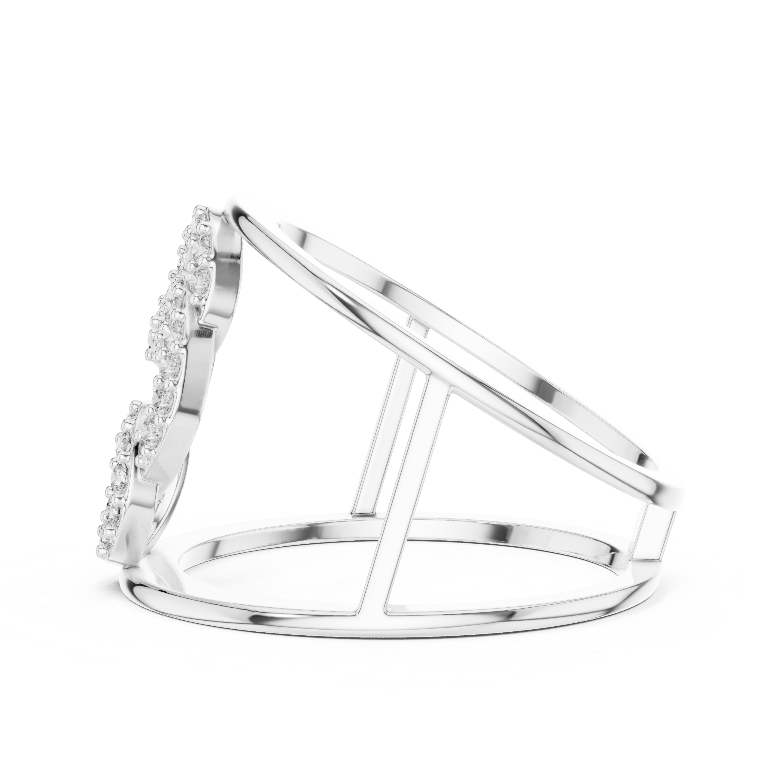 Double Loop Diamond Cage Ring – Modern Openwork Statement Ring
