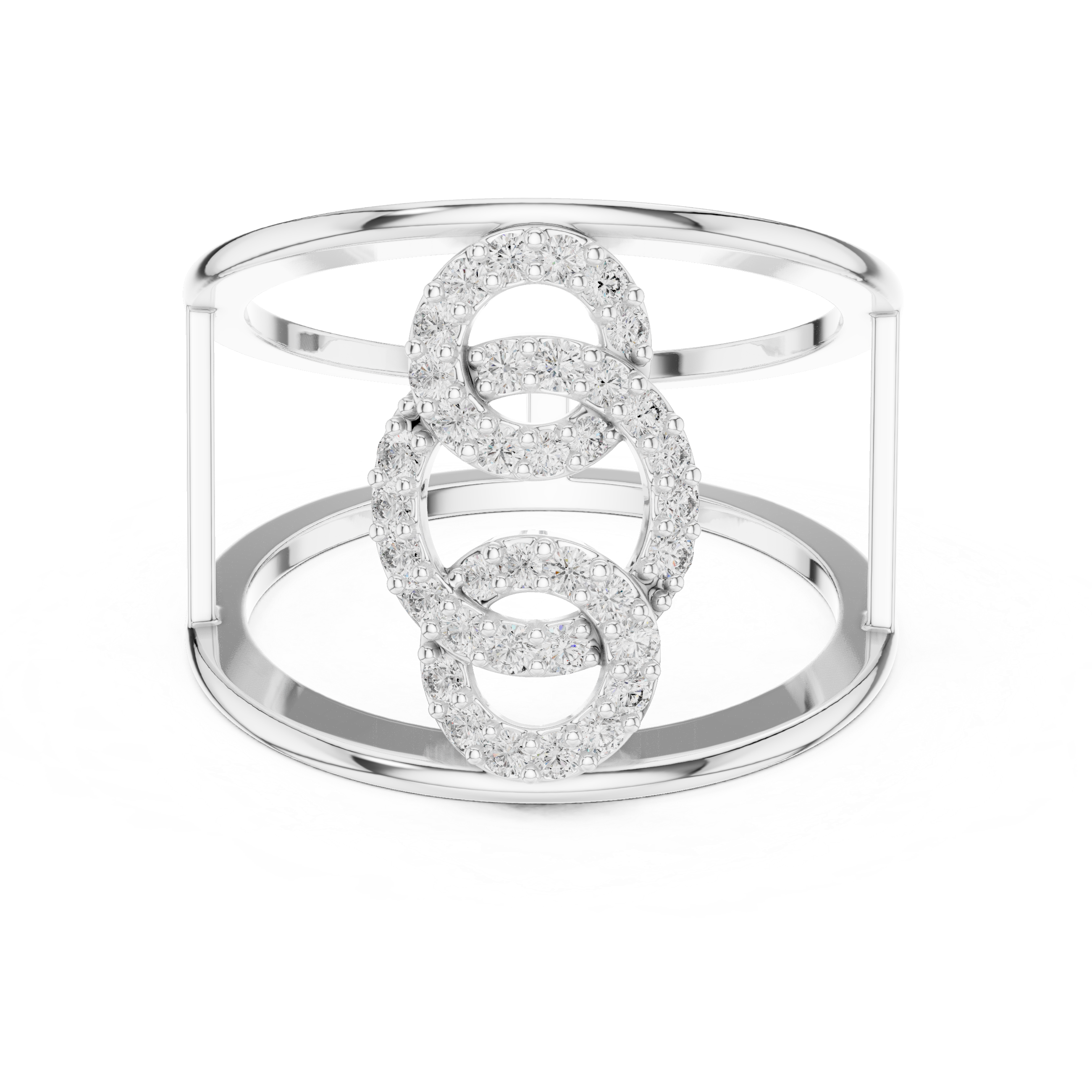 Double Loop Diamond Cage Ring – Modern Openwork Statement Ring