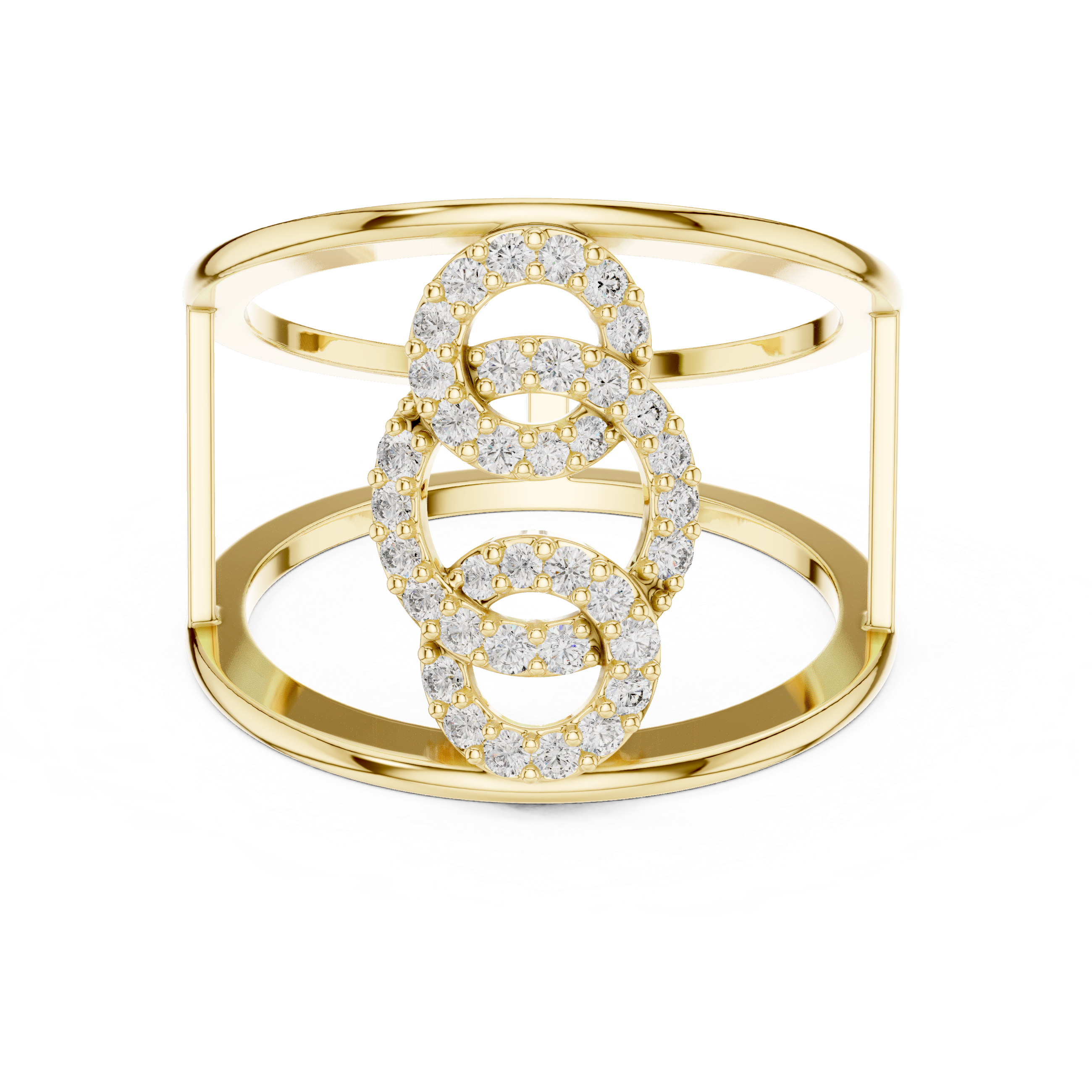 Double Loop Diamond Cage Ring – Modern Openwork Statement Ring