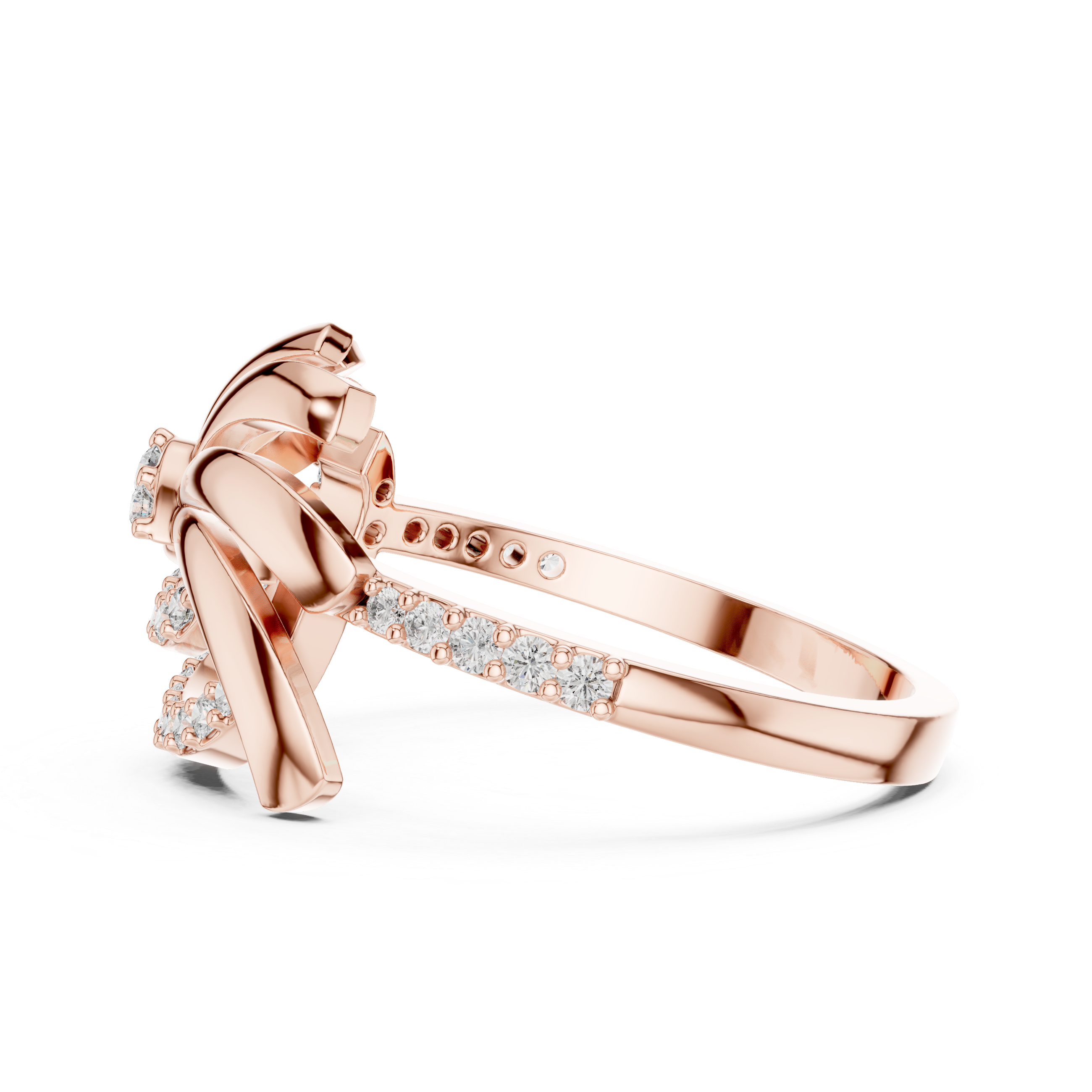Abstract Swirl Diamond Ring – Modern Sculptural Gold Statement Ring