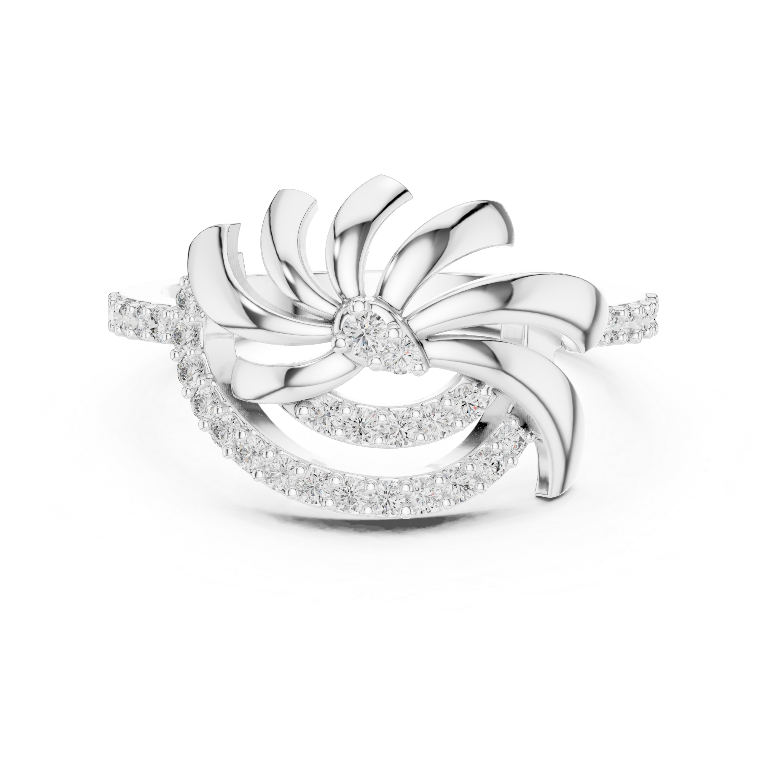 Abstract Swirl Diamond Ring – Modern Sculptural Gold Statement Ring