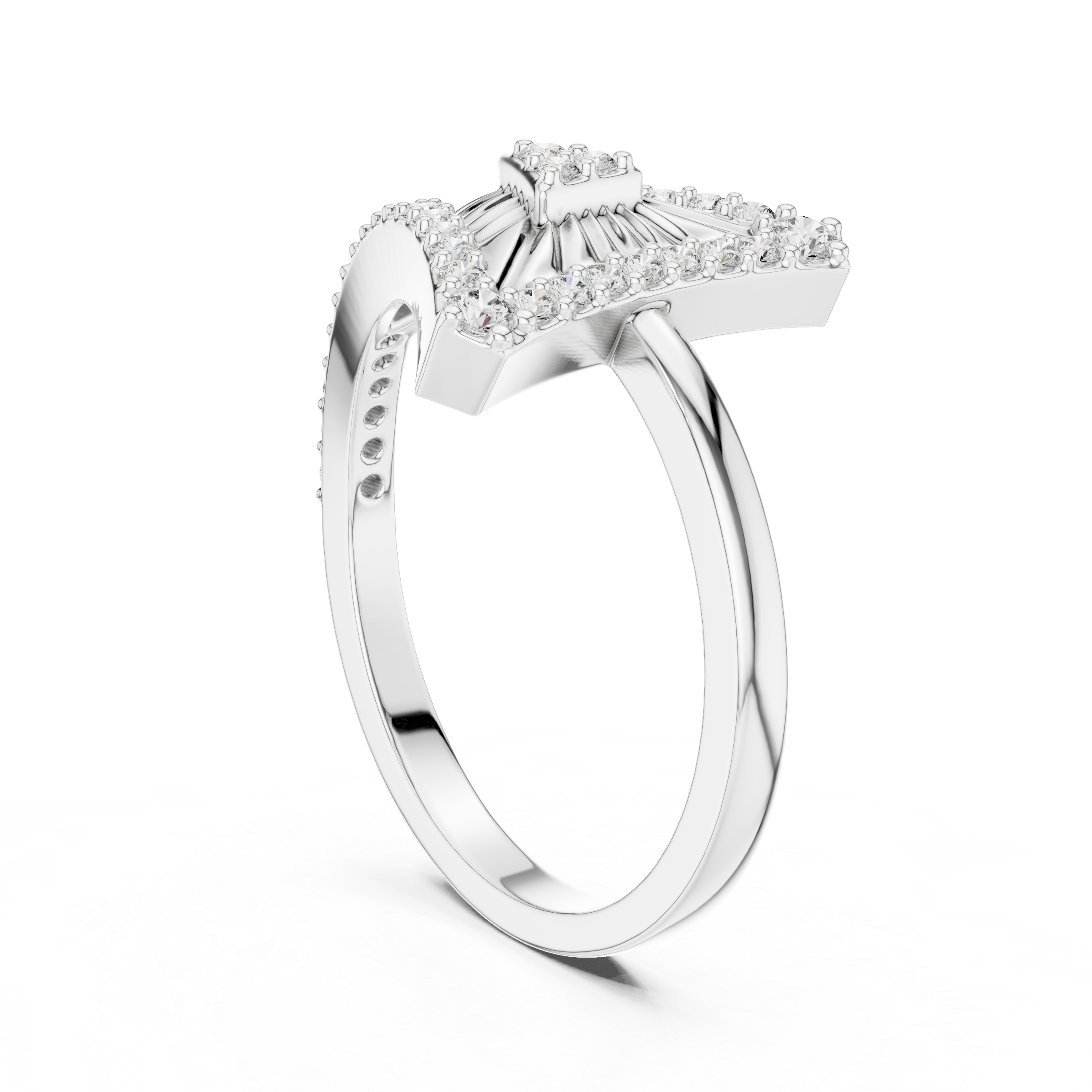 Art Deco Triangle Diamond Ring – Geometric Statement Gold Ring