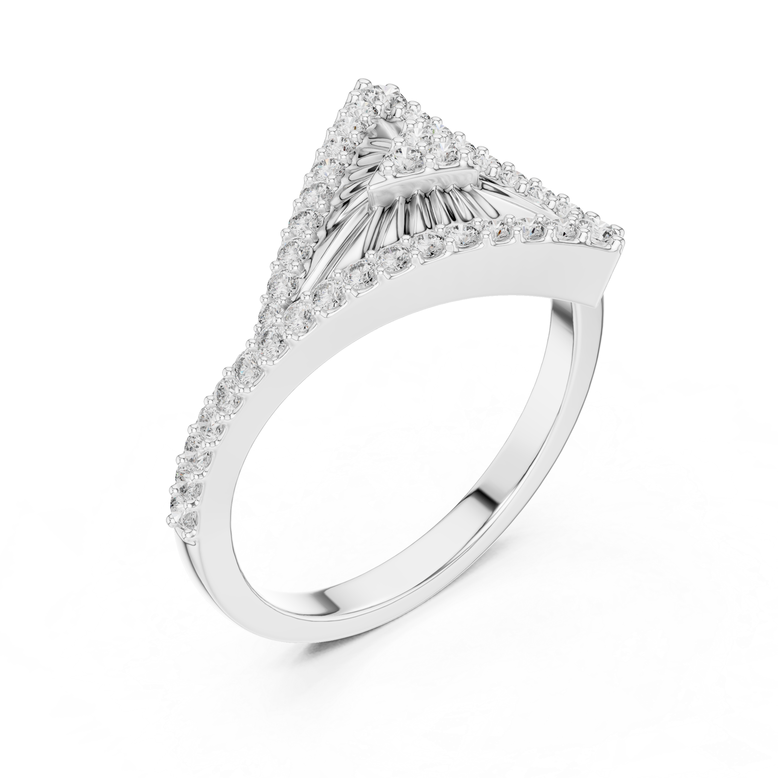 Art Deco Triangle Diamond Ring – Geometric Statement Gold Ring