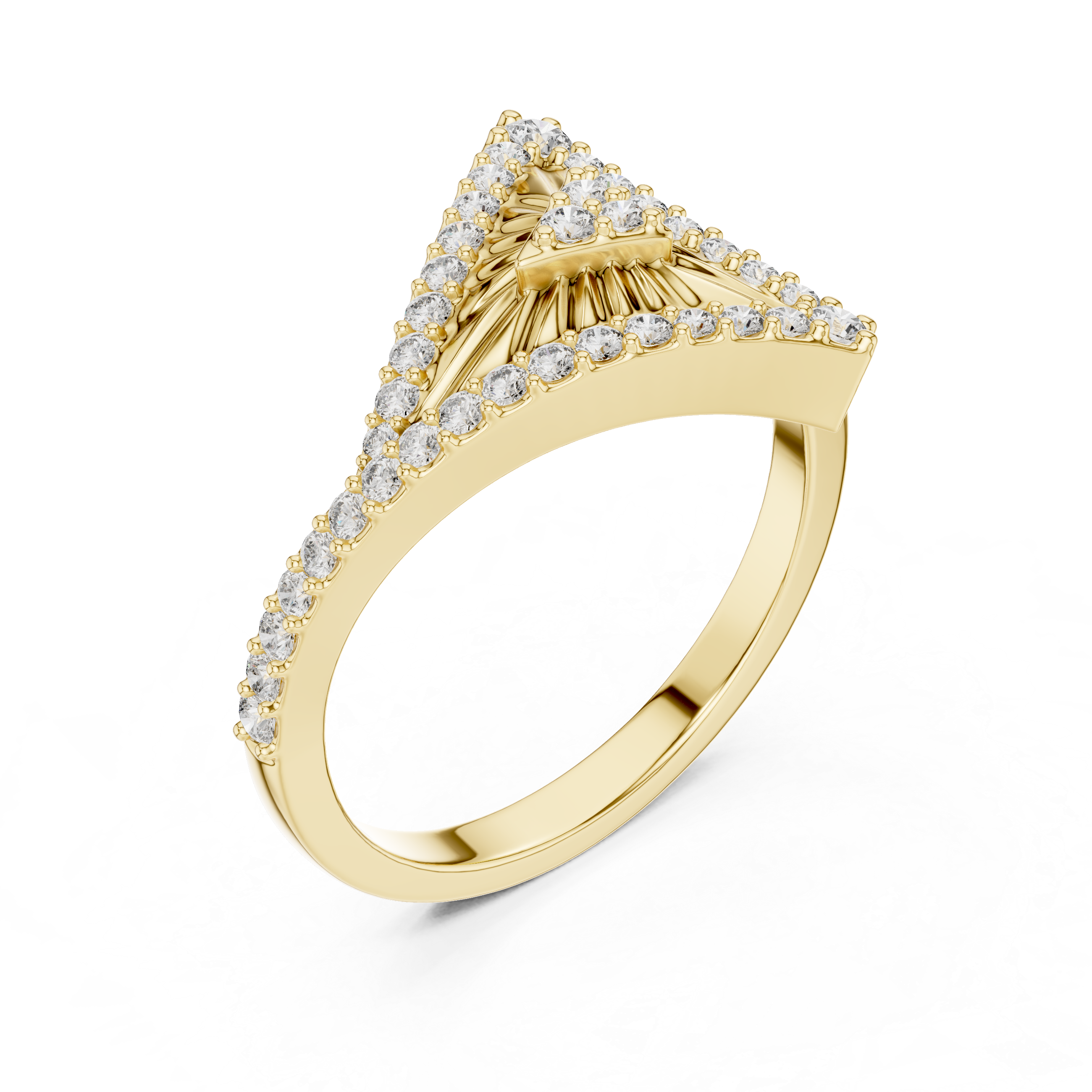 Art Deco Triangle Diamond Ring – Geometric Statement Gold Ring