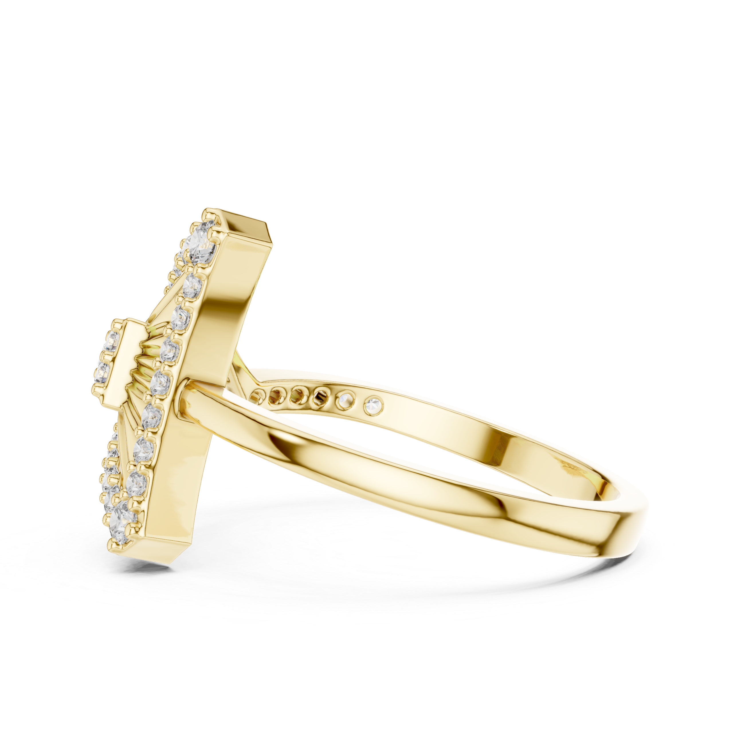 Art Deco Triangle Diamond Ring – Geometric Statement Gold Ring