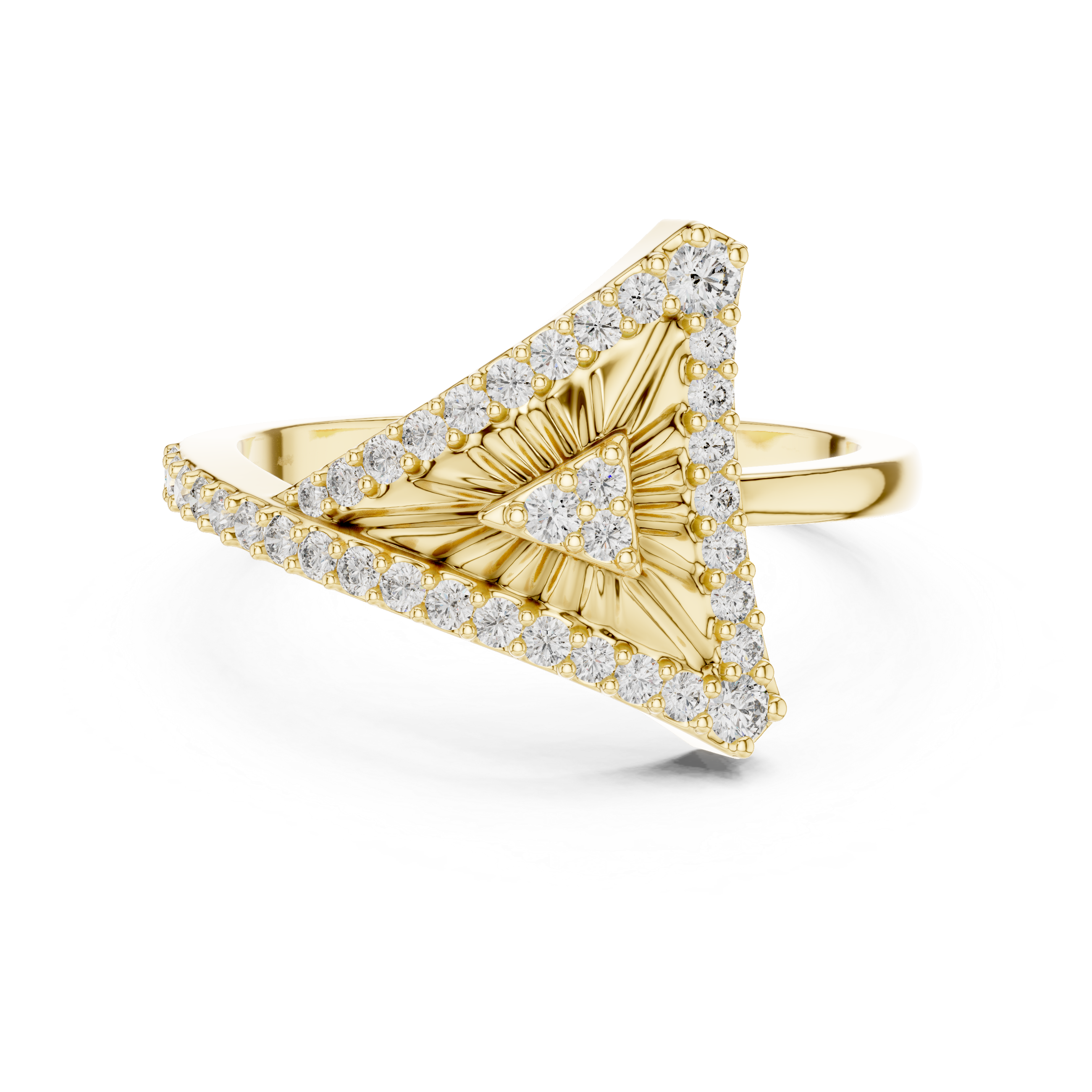 Art Deco Triangle Diamond Ring – Geometric Statement Gold Ring
