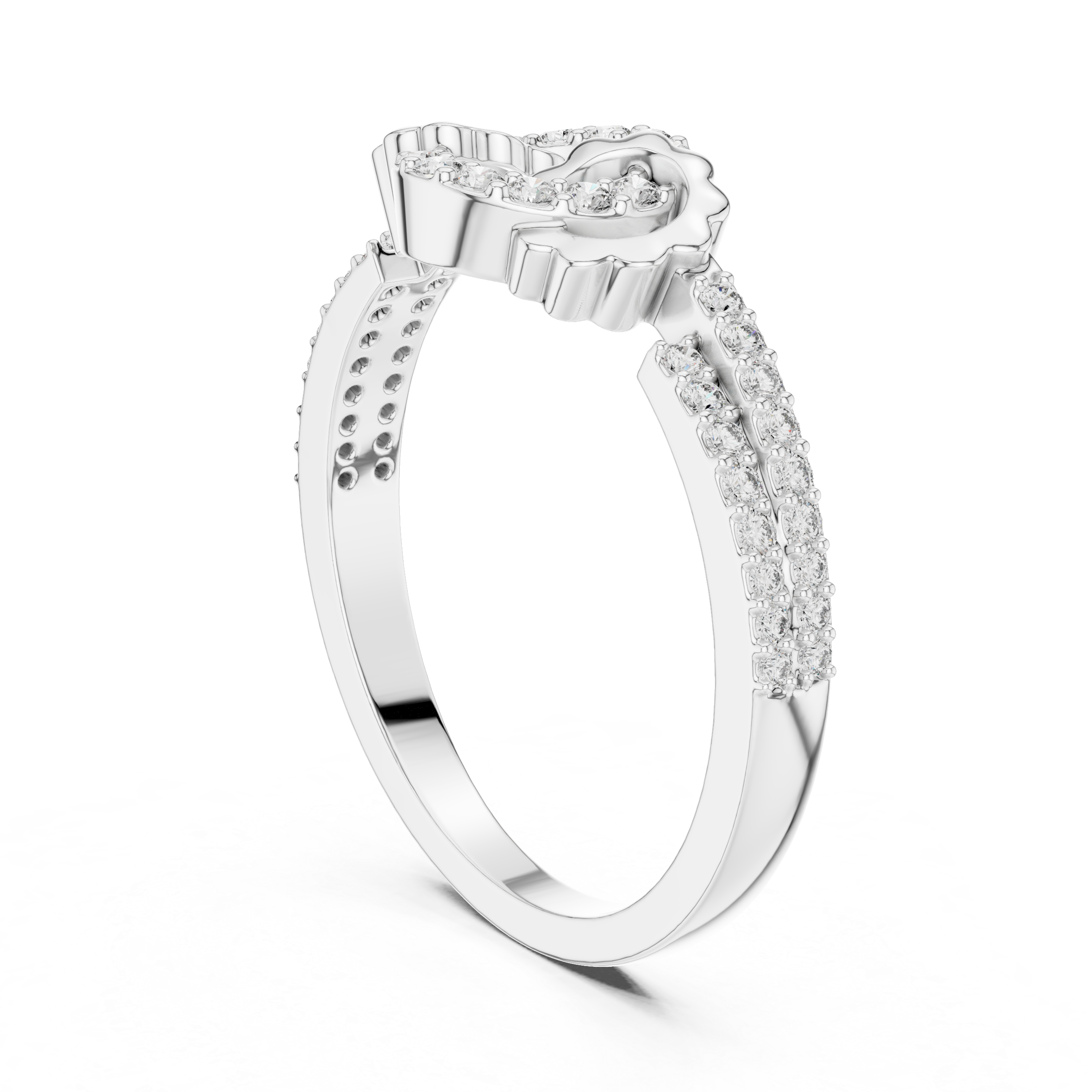 Vintage Crescent Moon Halo Ring – Celestial Diamond Statement Ring