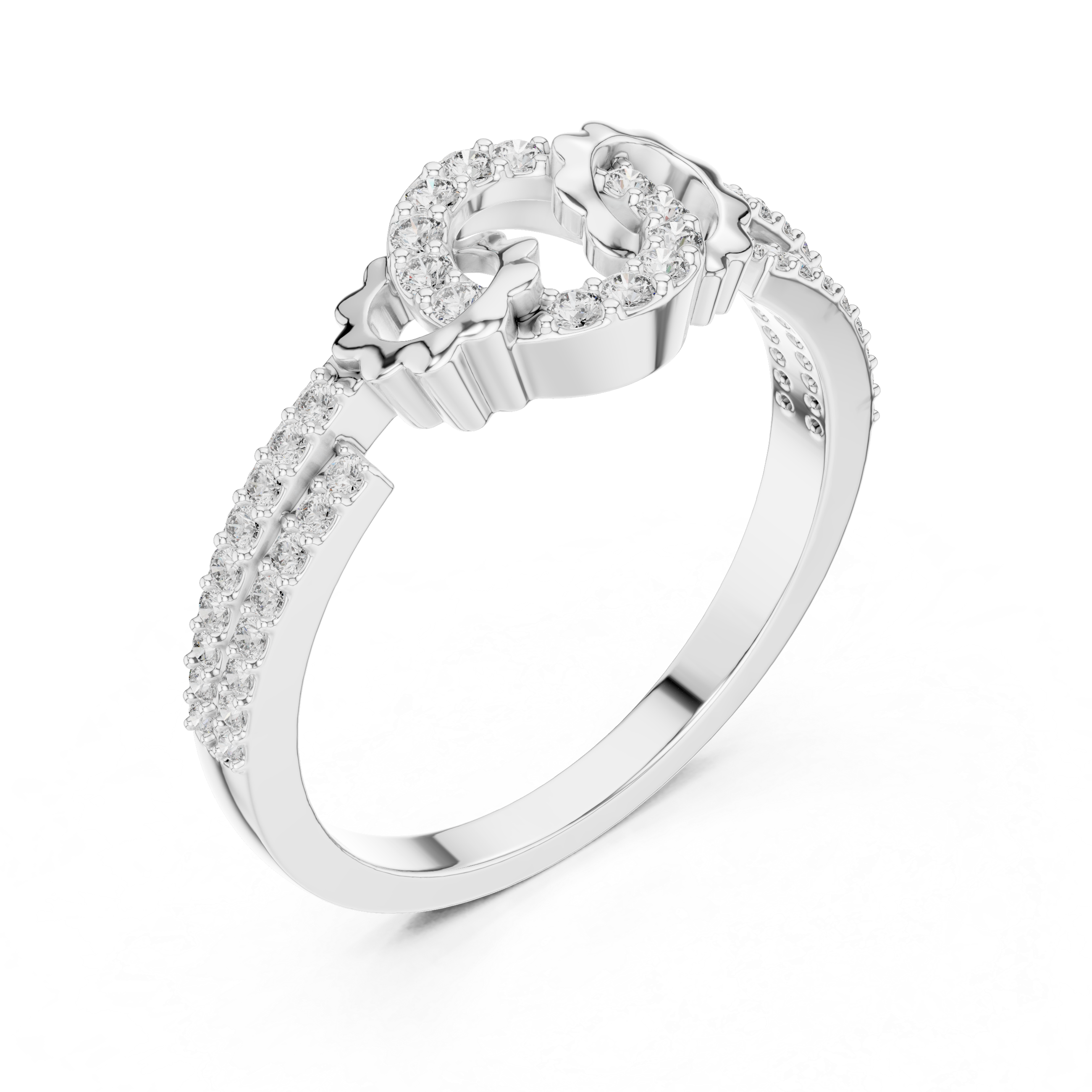 Vintage Crescent Moon Halo Ring – Celestial Diamond Statement Ring