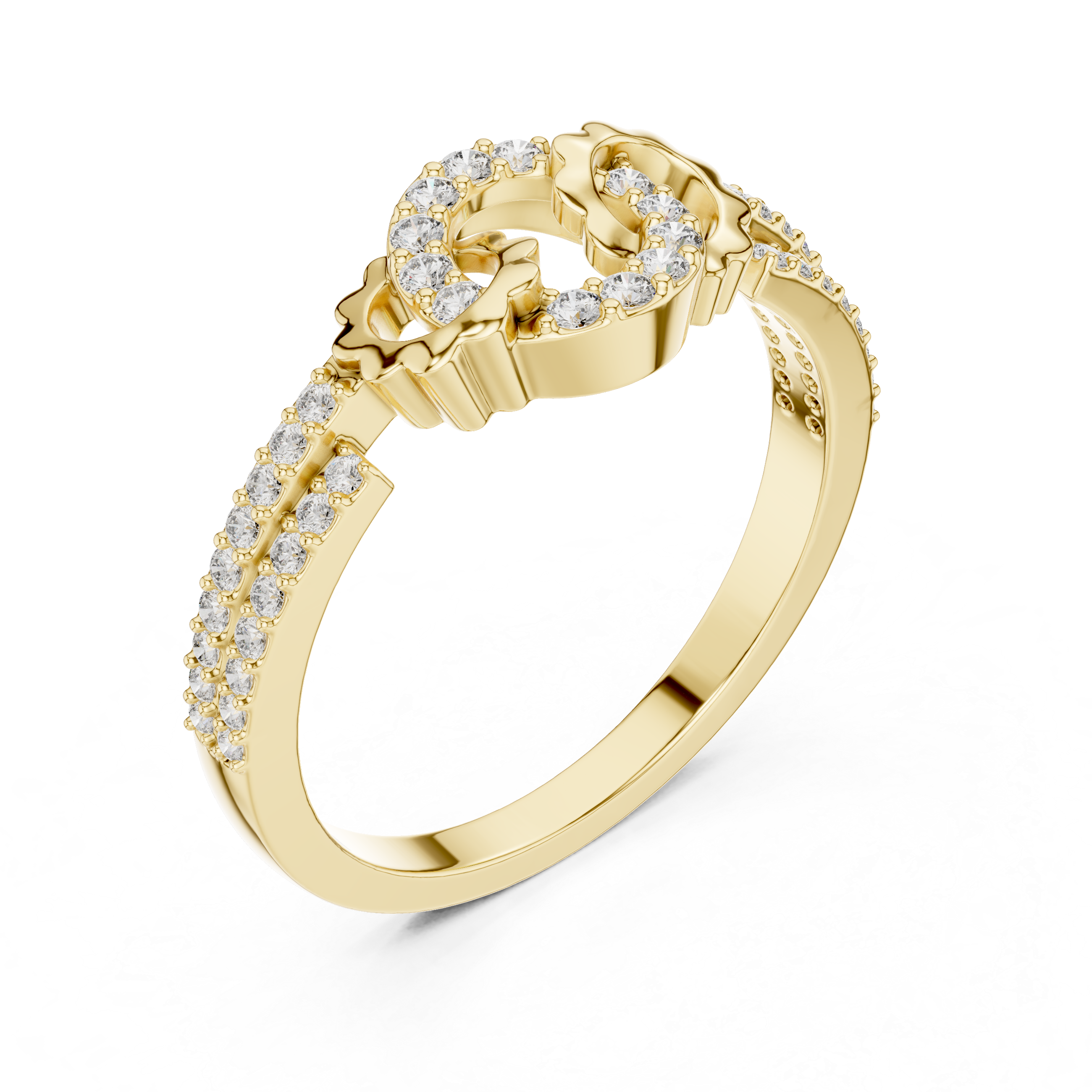Vintage Crescent Moon Halo Ring – Celestial Diamond Statement Ring