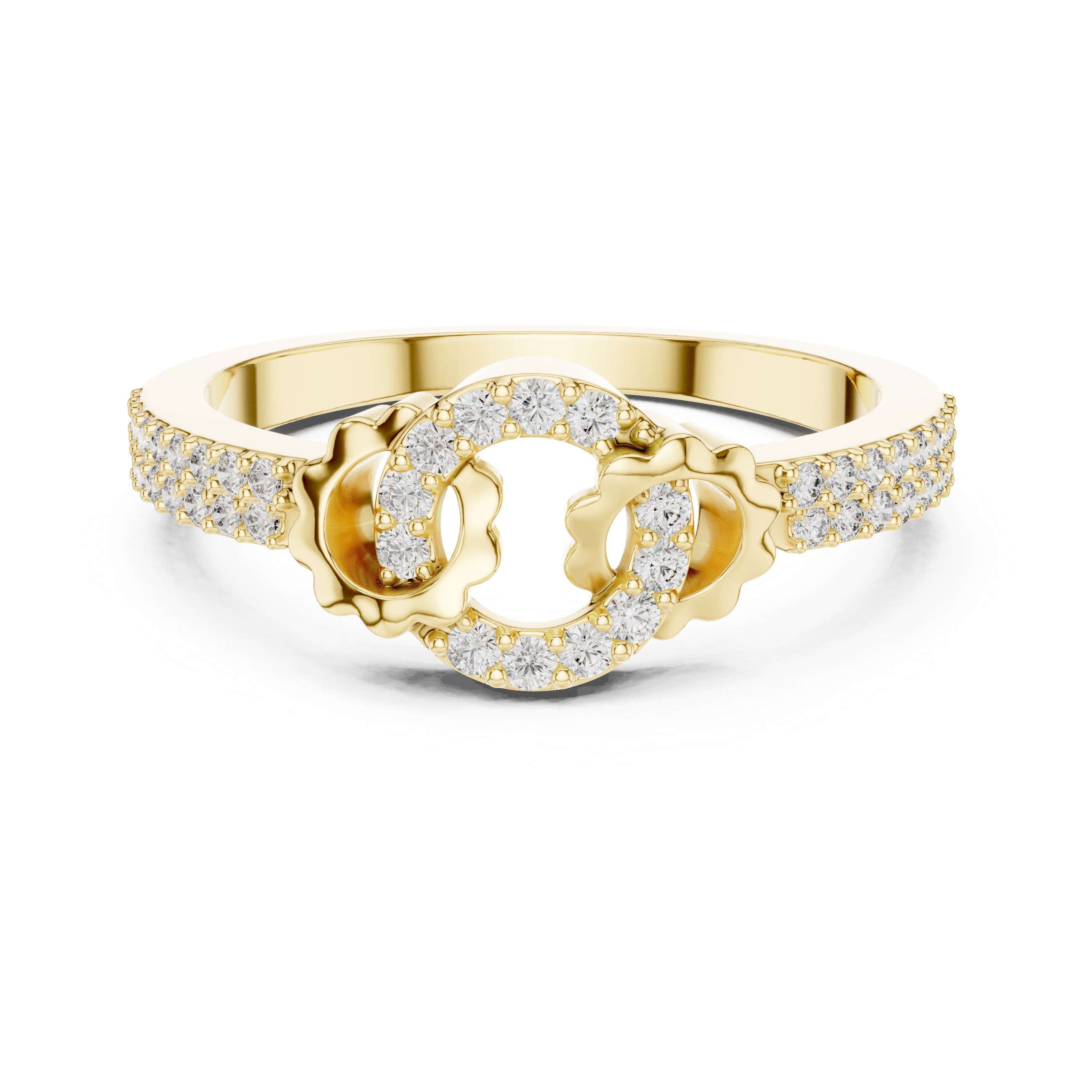 Vintage Crescent Moon Halo Ring – Celestial Diamond Statement Ring