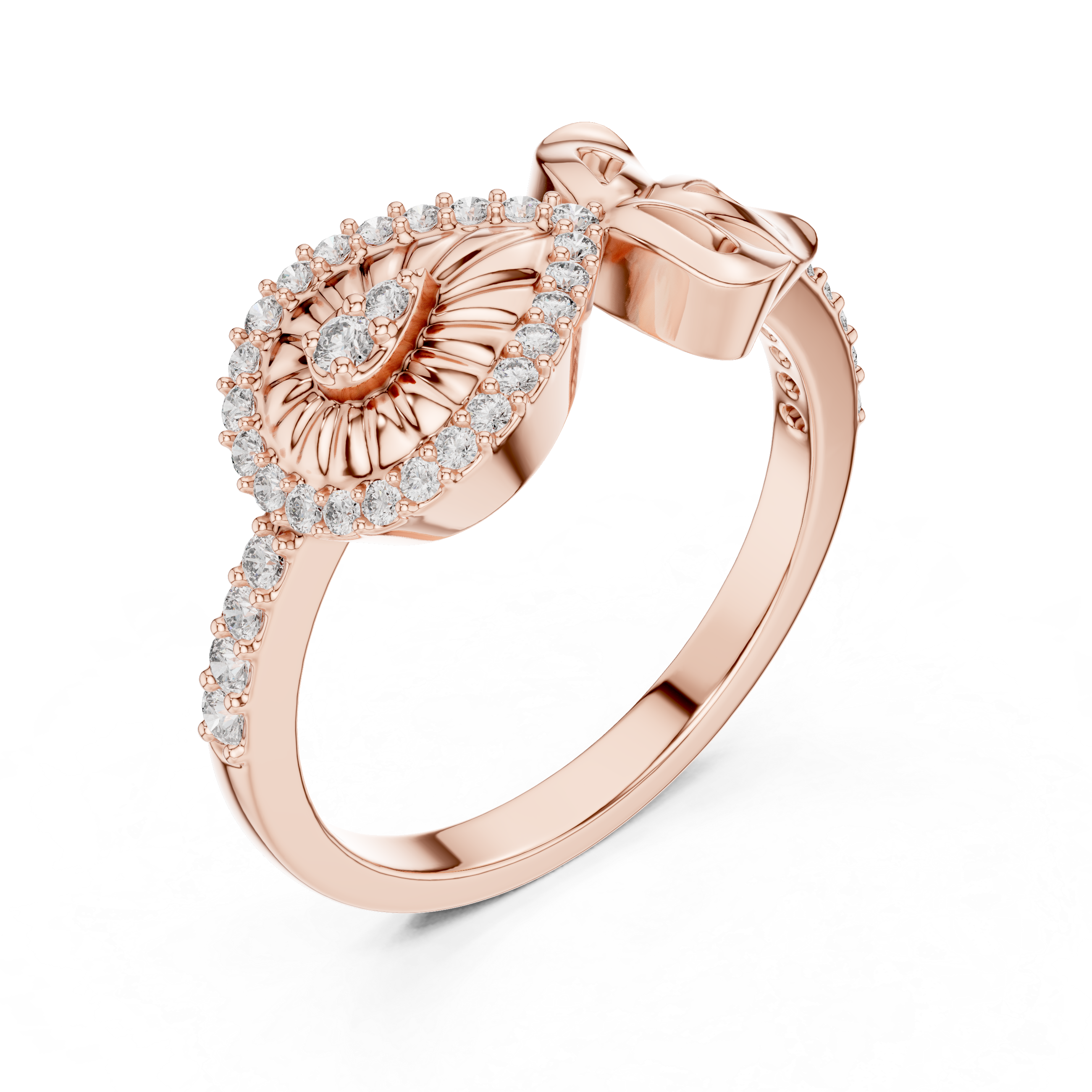 Vintage Pear Eye Diamond Ring – Bow Accent Statement Ring