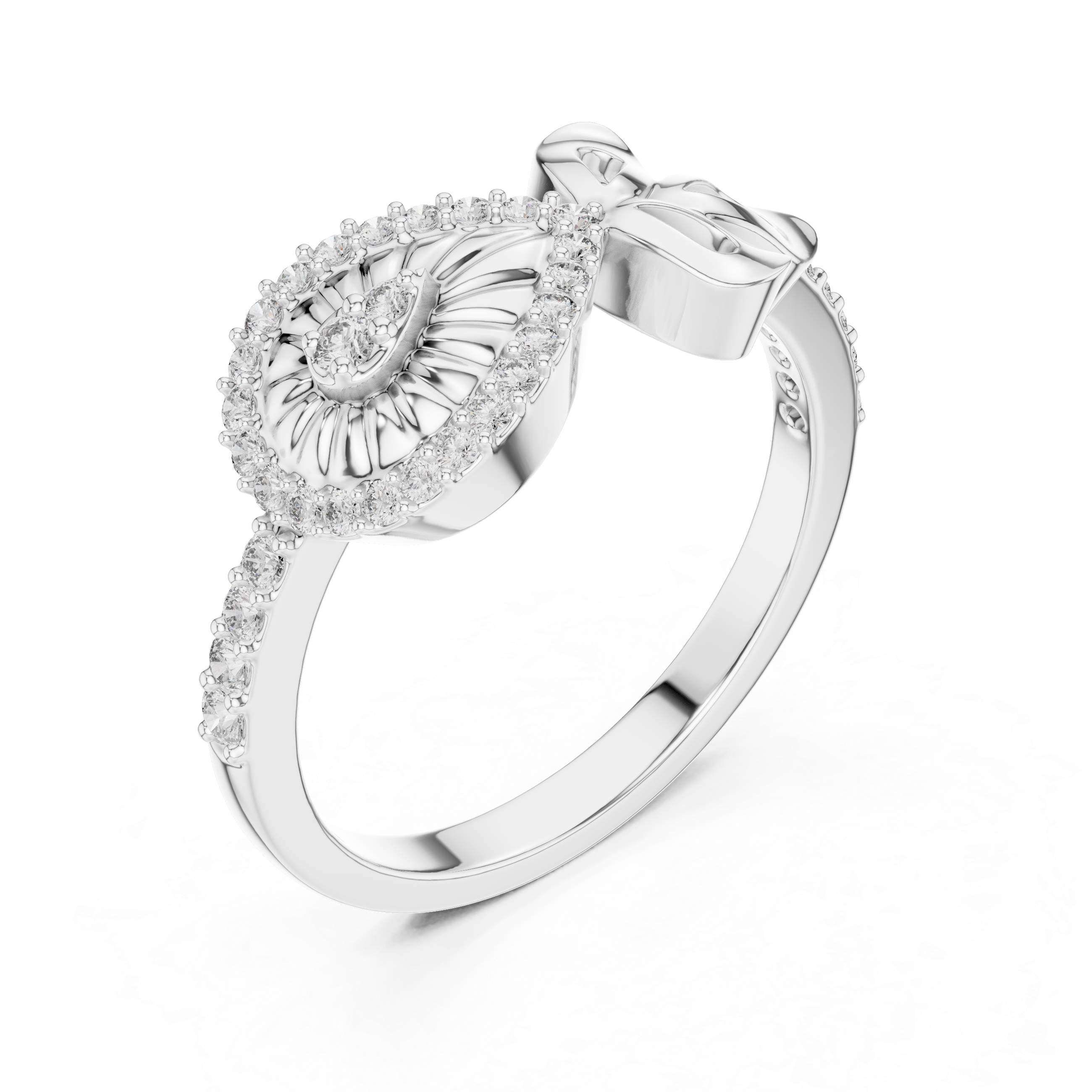 Vintage Pear Eye Diamond Ring – Bow Accent Statement Ring