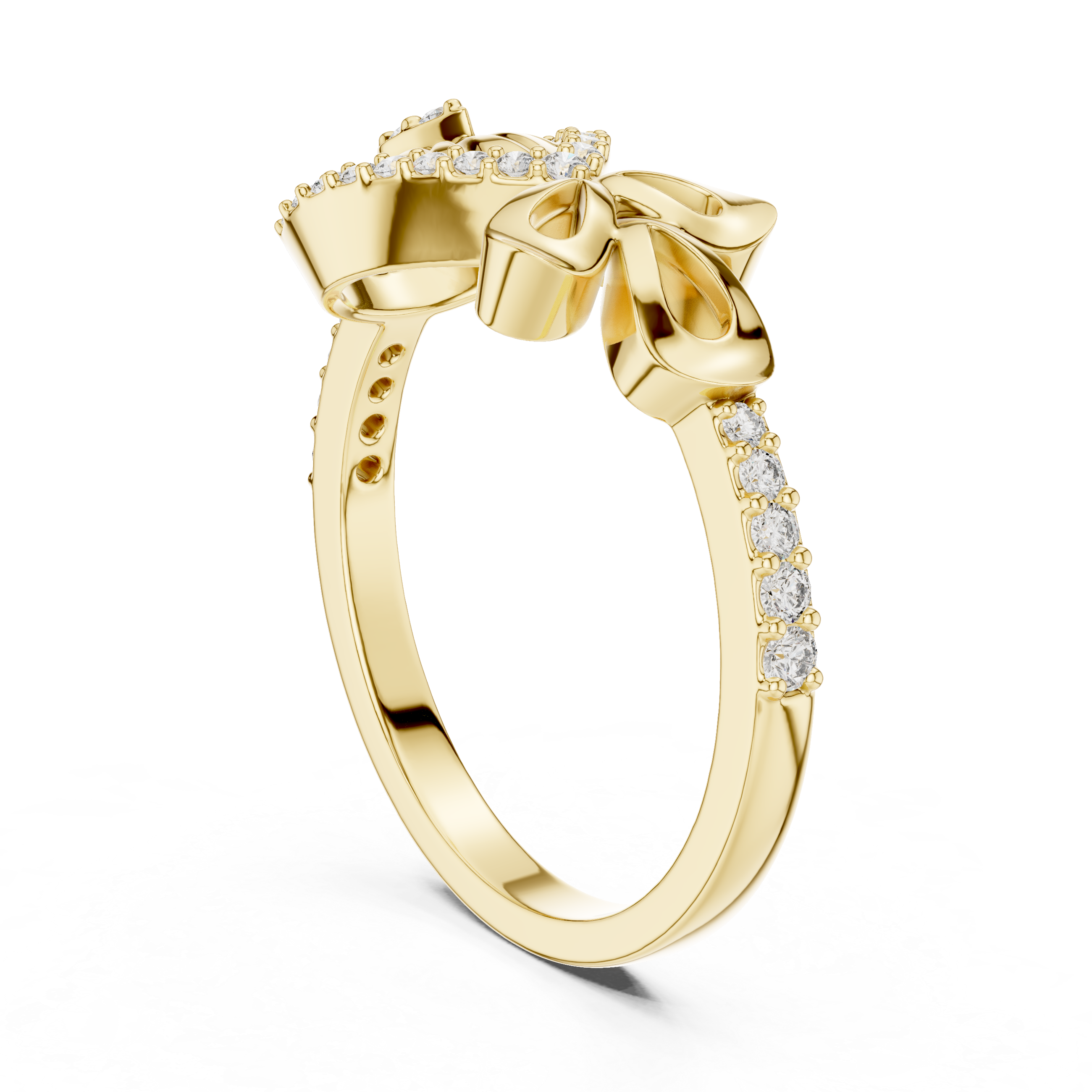 Vintage Pear Eye Diamond Ring – Bow Accent Statement Ring