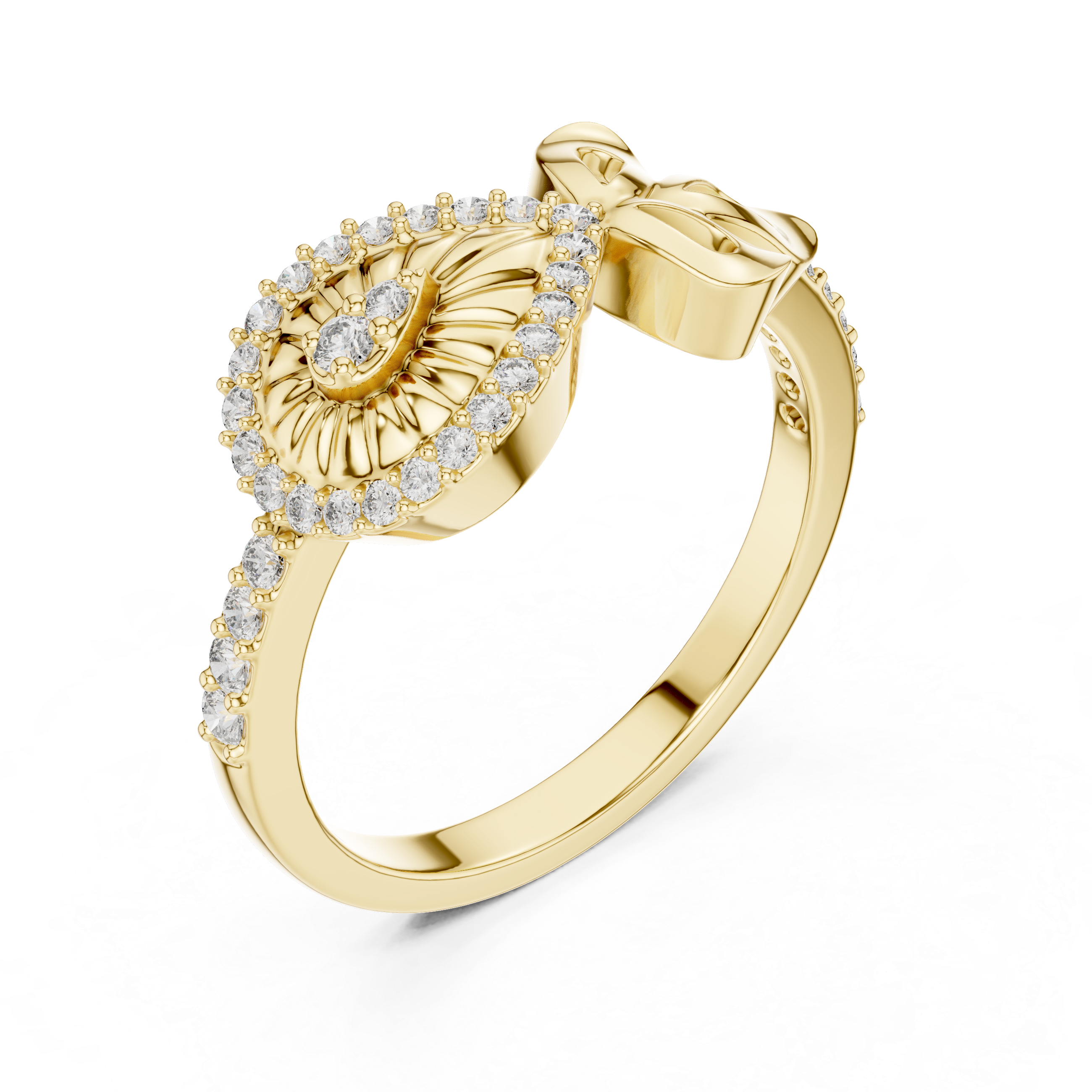 Vintage Pear Eye Diamond Ring – Bow Accent Statement Ring