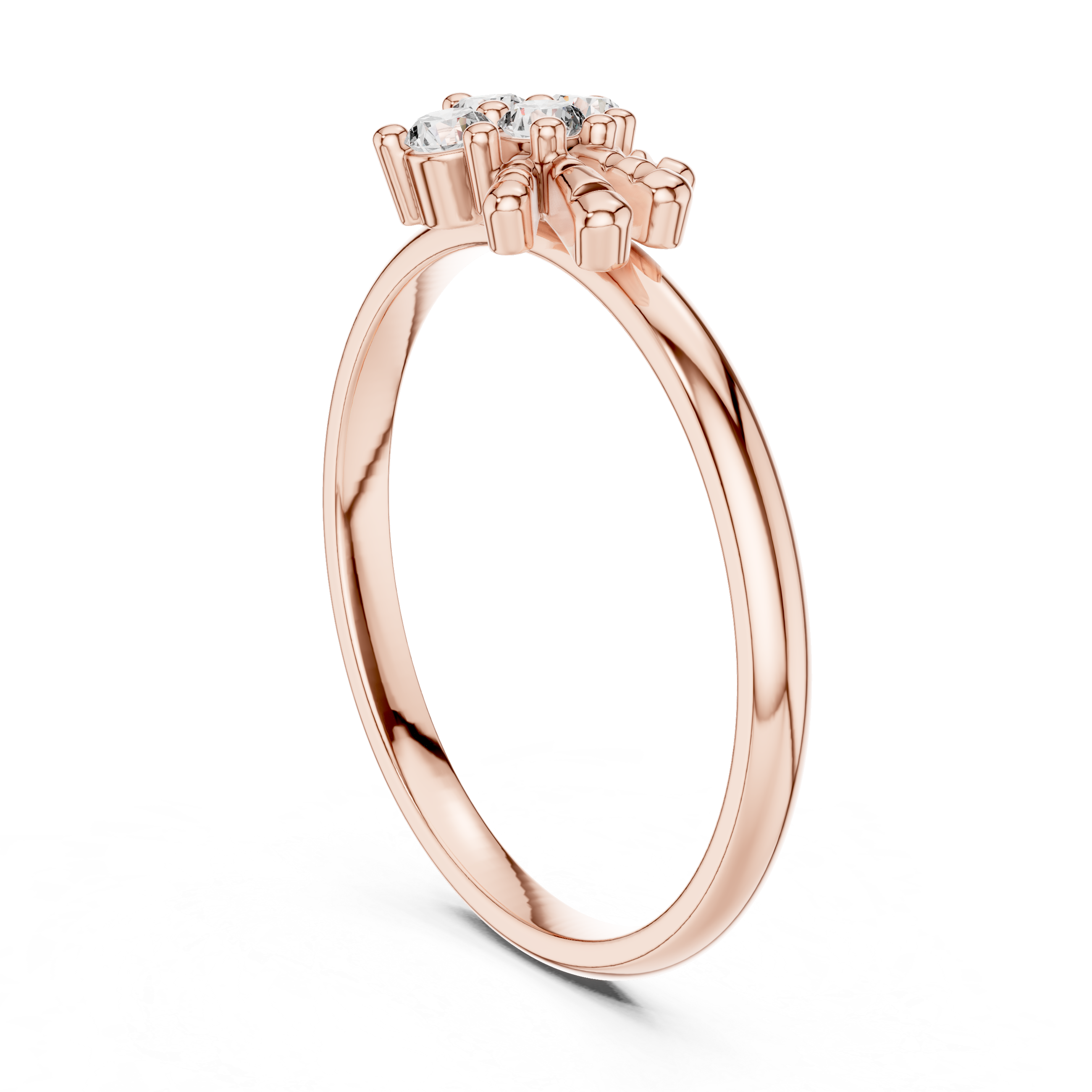 Asymmetrical Floral Diamond Ring – Minimalist Cluster Diamond Ring
