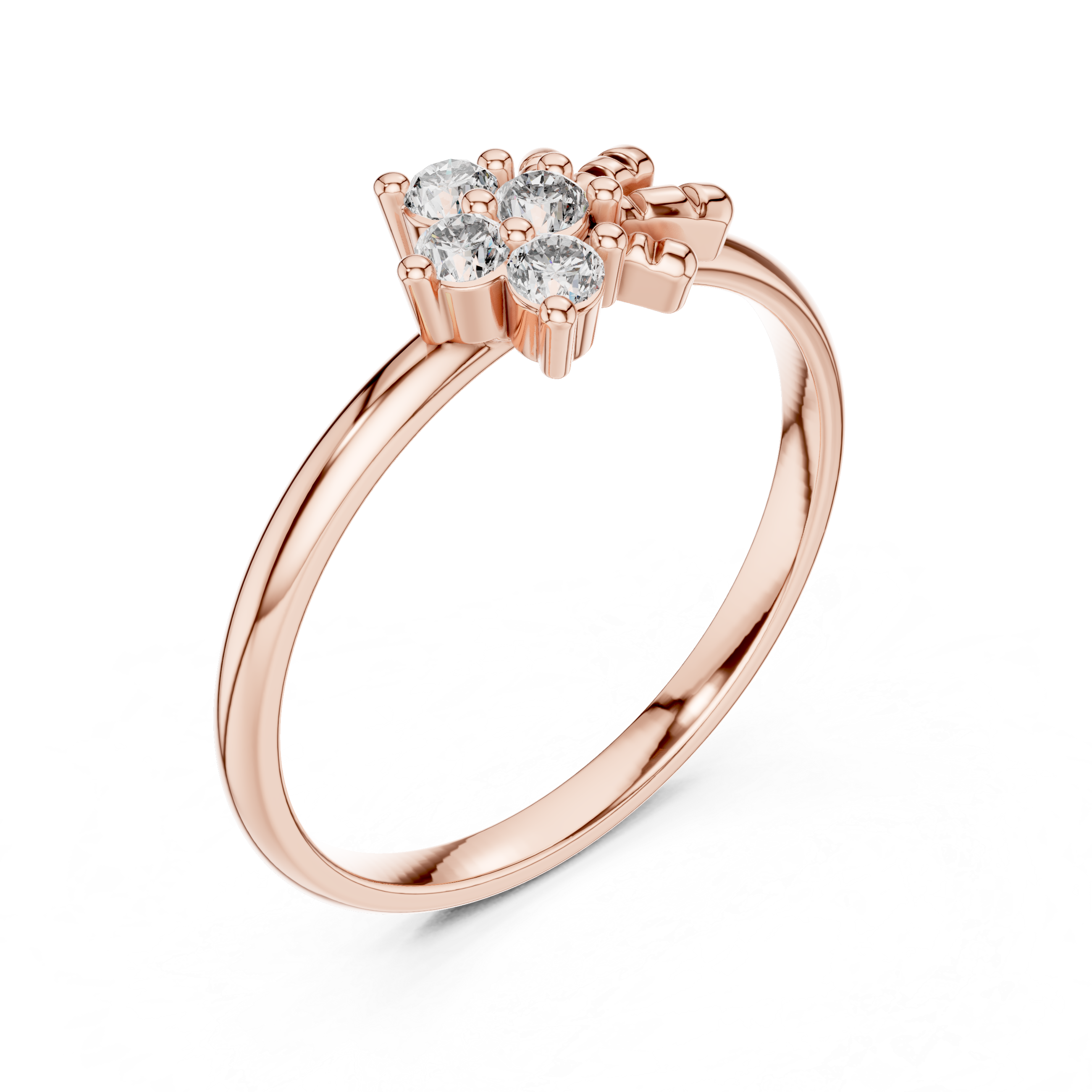 Asymmetrical Floral Diamond Ring – Minimalist Cluster Diamond Ring