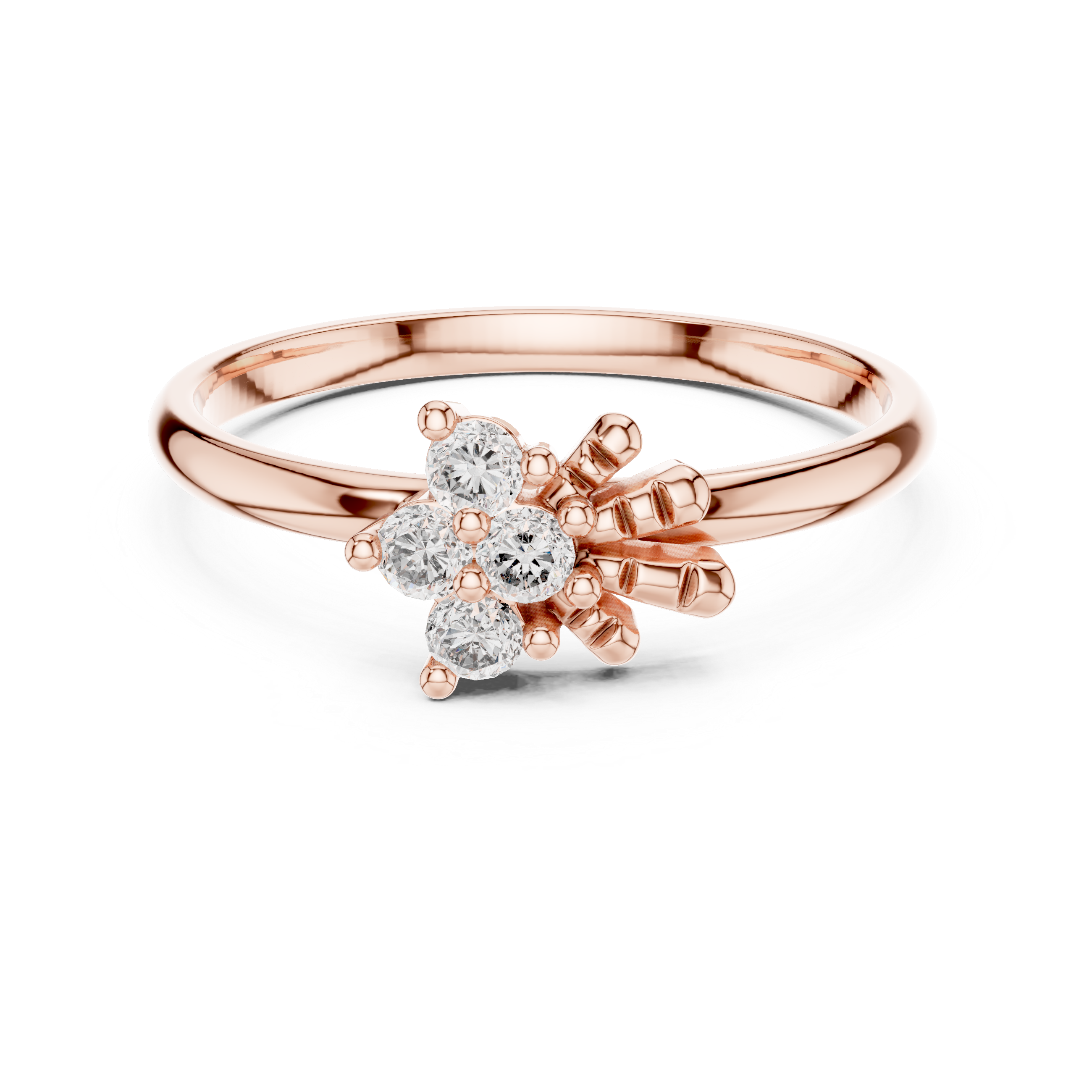 Asymmetrical Floral Diamond Ring – Minimalist Cluster Diamond Ring