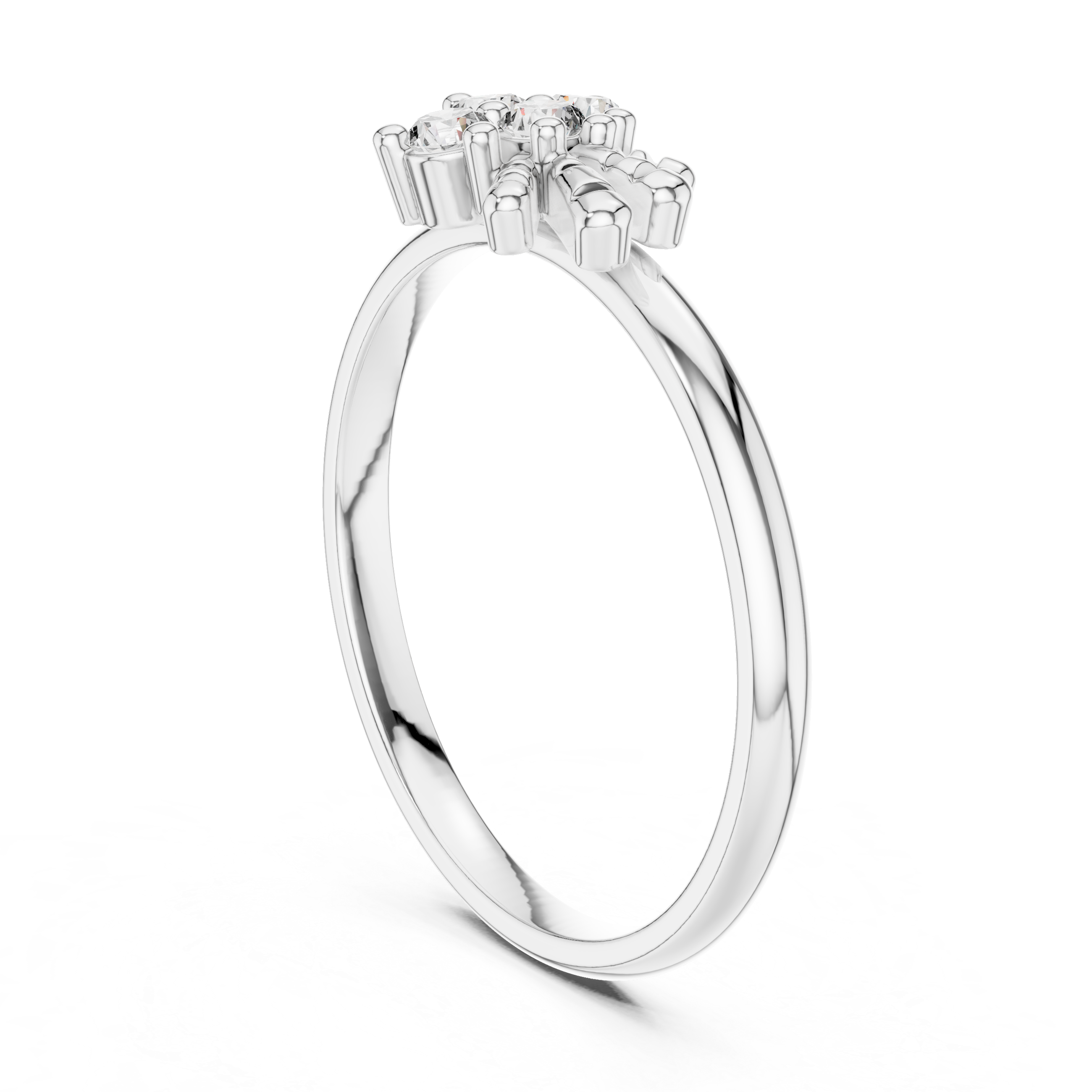 Asymmetrical Floral Diamond Ring – Minimalist Cluster Diamond Ring