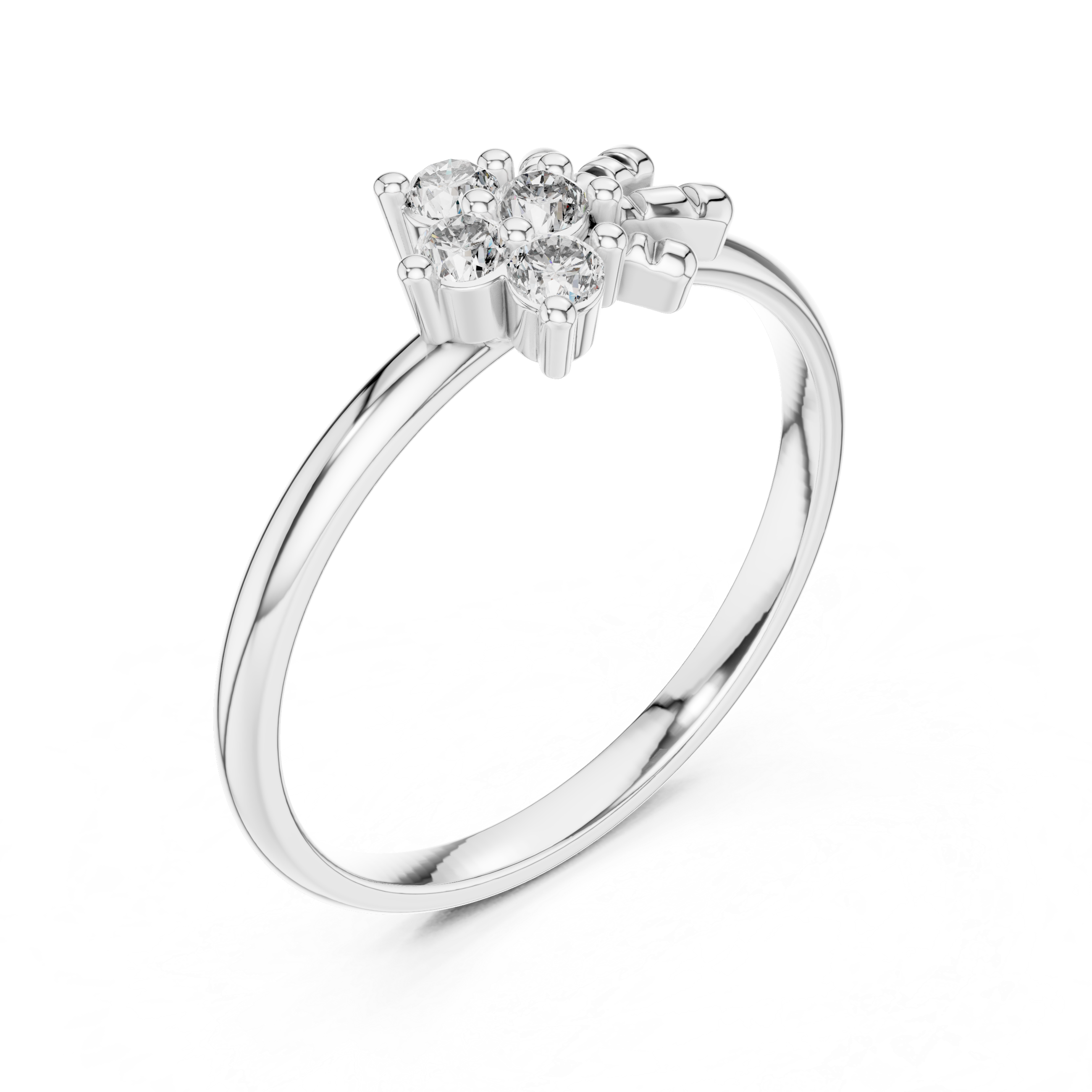 Asymmetrical Floral Diamond Ring – Minimalist Cluster Diamond Ring