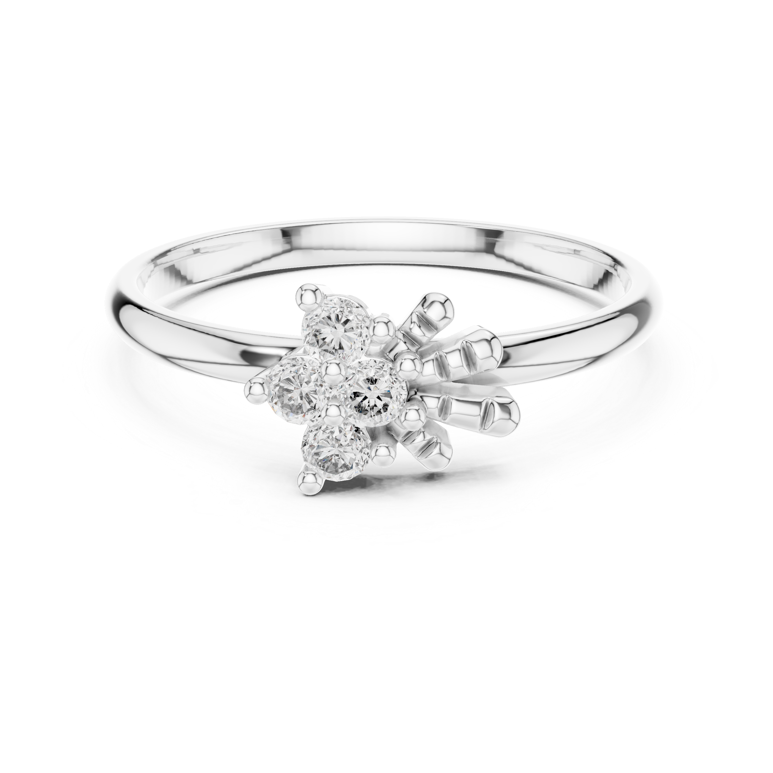 Asymmetrical Floral Diamond Ring – Minimalist Cluster Diamond Ring