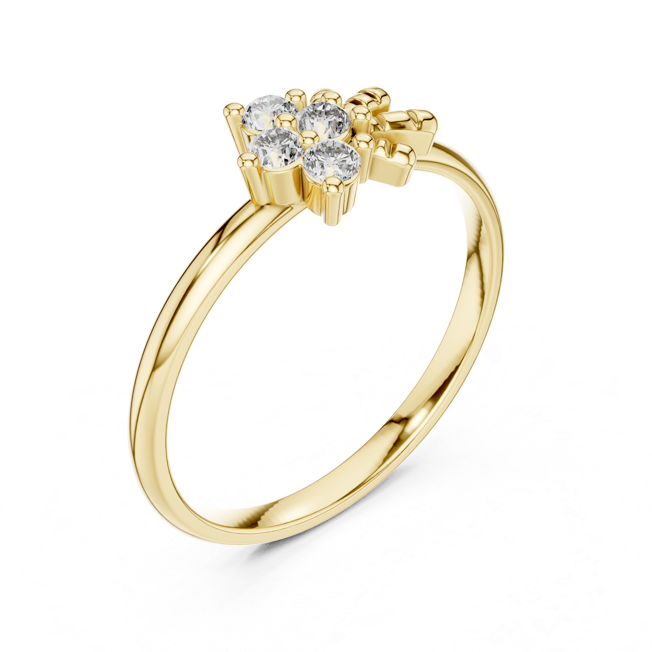 Asymmetrical Floral Diamond Ring – Minimalist Cluster Diamond Ring