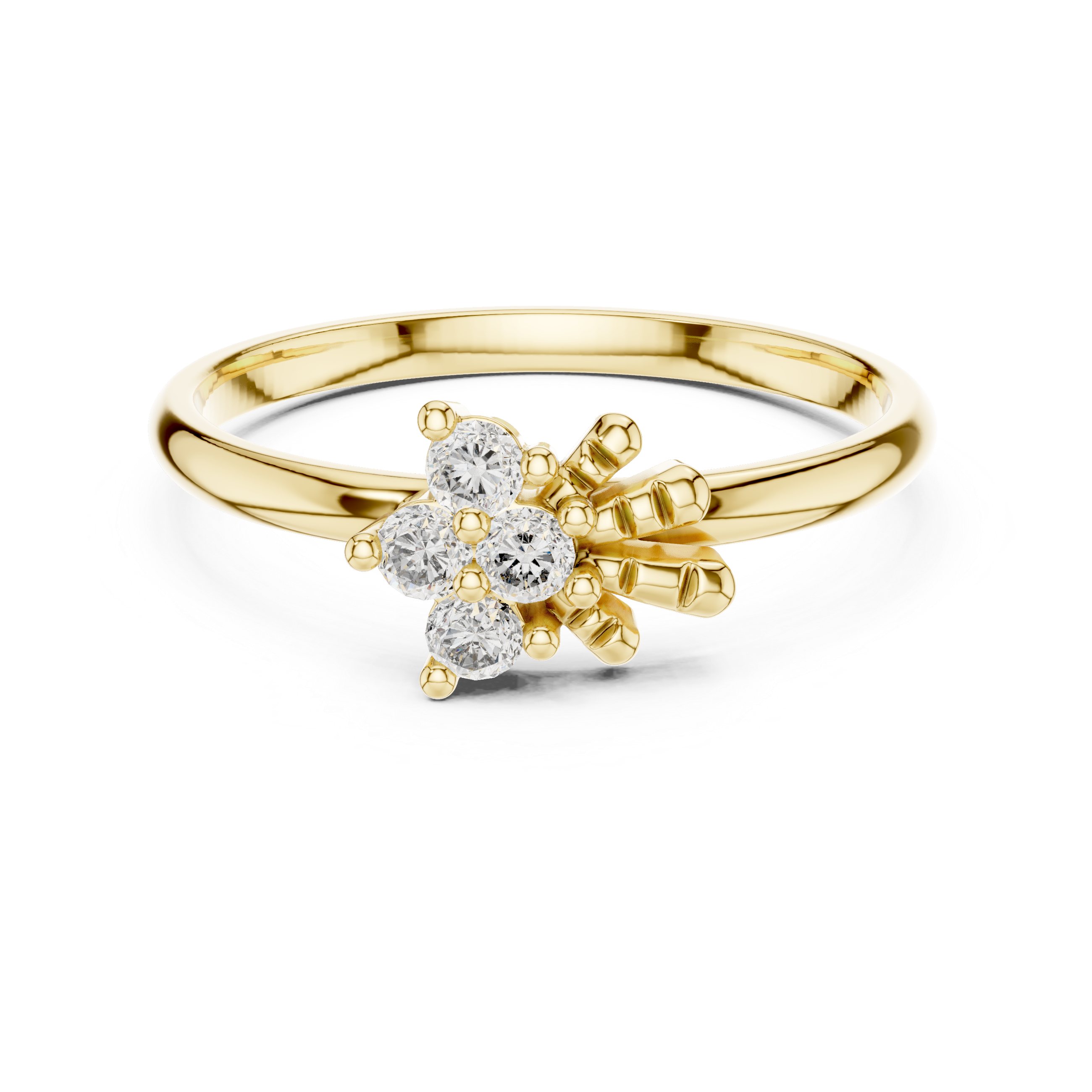 Asymmetrical Floral Diamond Ring – Minimalist Cluster Diamond Ring