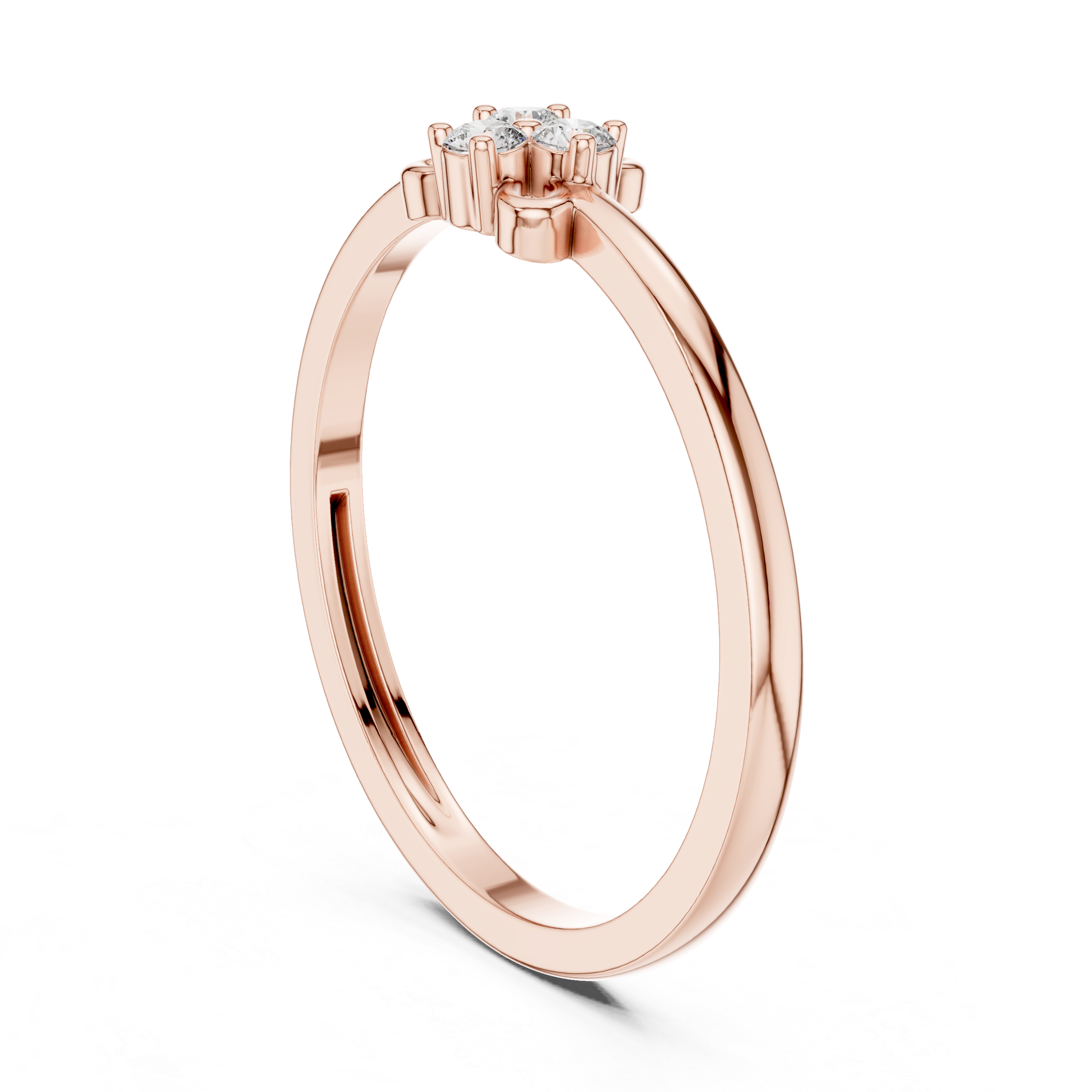Minimalist Clover Diamond Ring – Dainty Three Stone Floral Ring