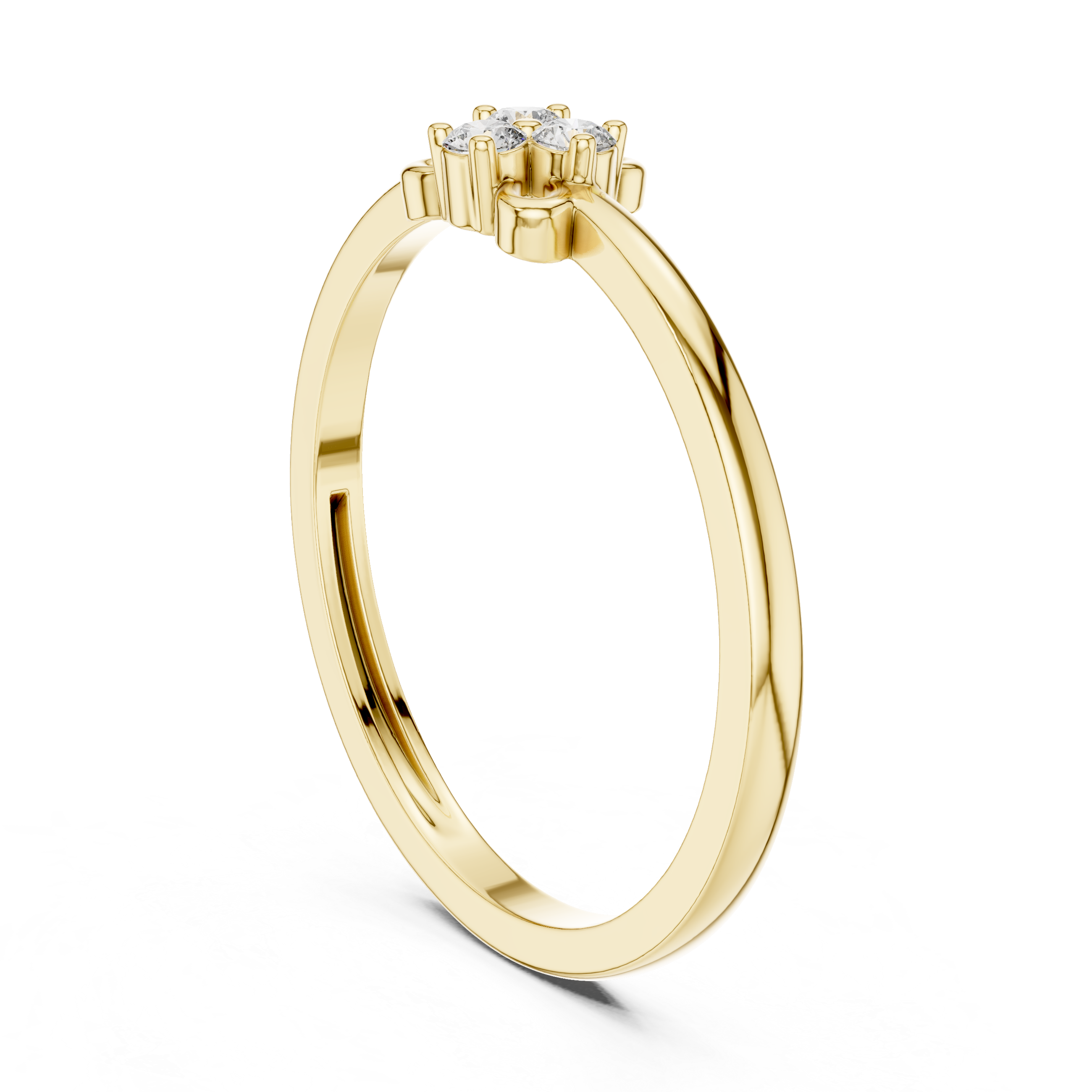 Minimalist Clover Diamond Ring – Dainty Three Stone Floral Ring