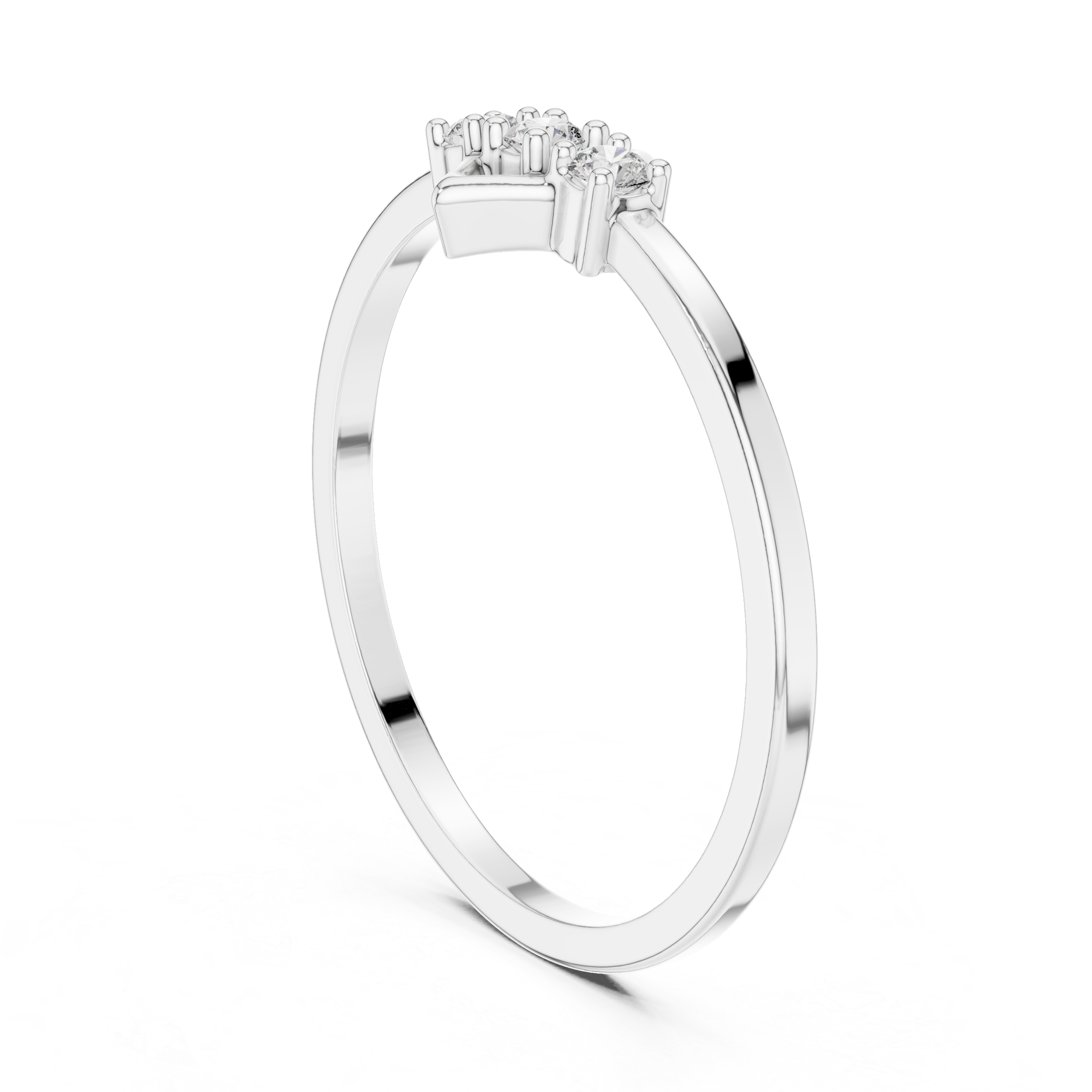 Geometric Three Stone Diamond Ring – Minimalist Diamond Shape Ring