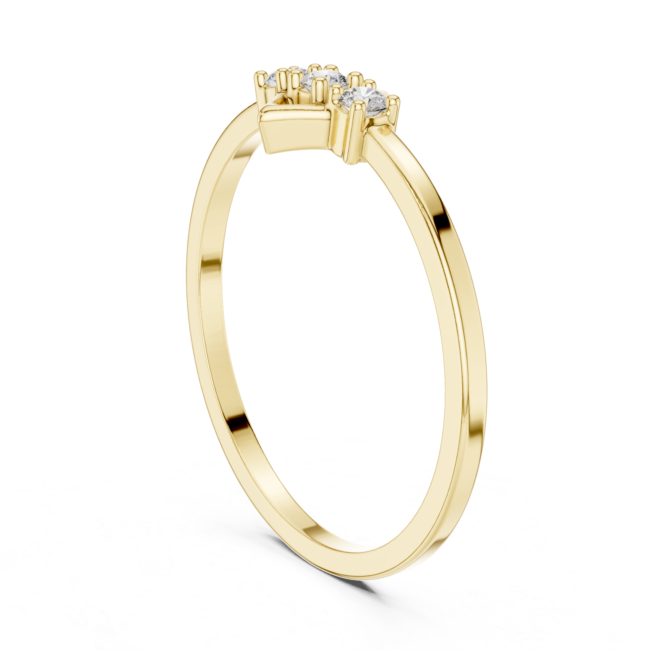 Geometric Three Stone Diamond Ring – Minimalist Diamond Shape Ring