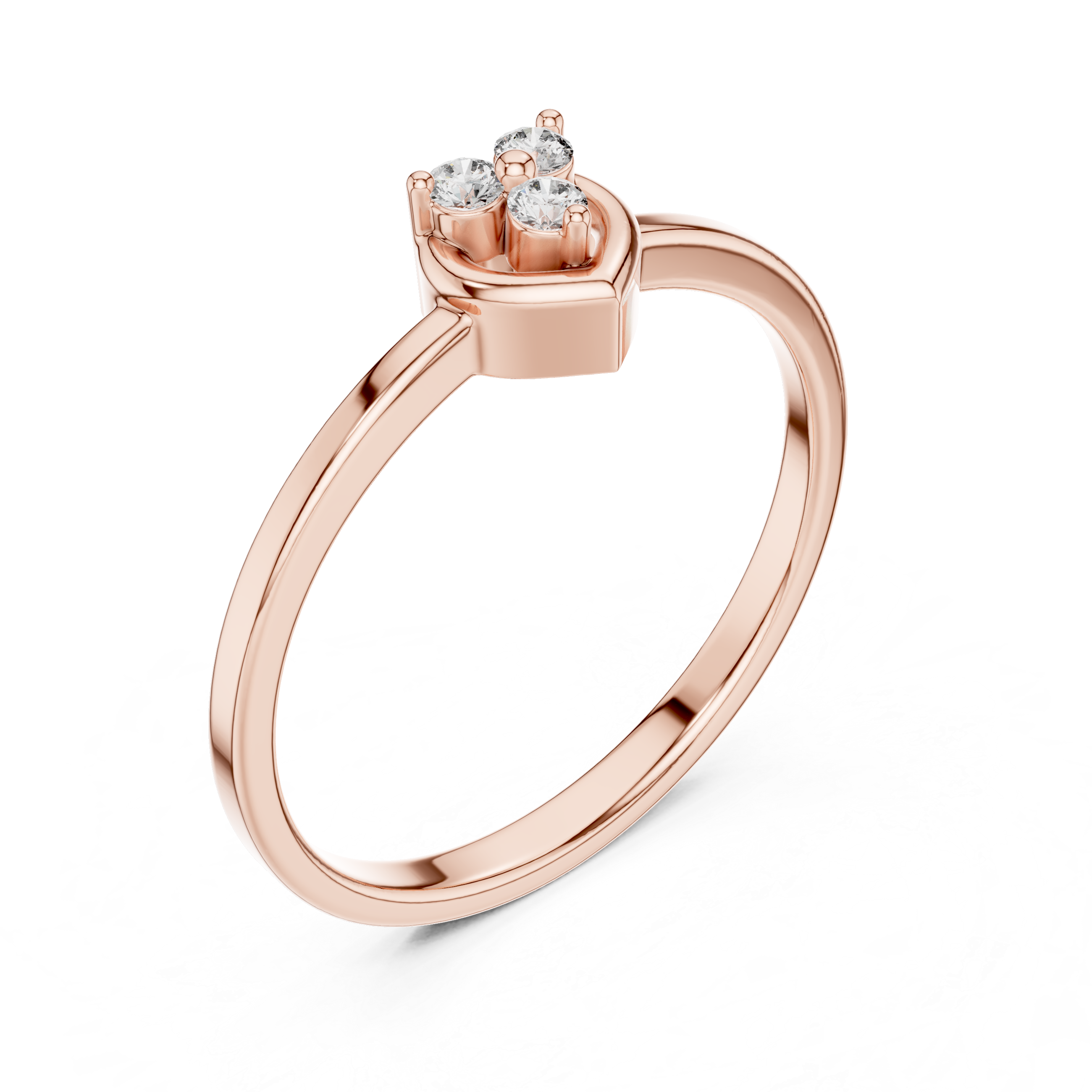 Minimal Heart Diamond Ring – Dainty Three Stone Promise Ring