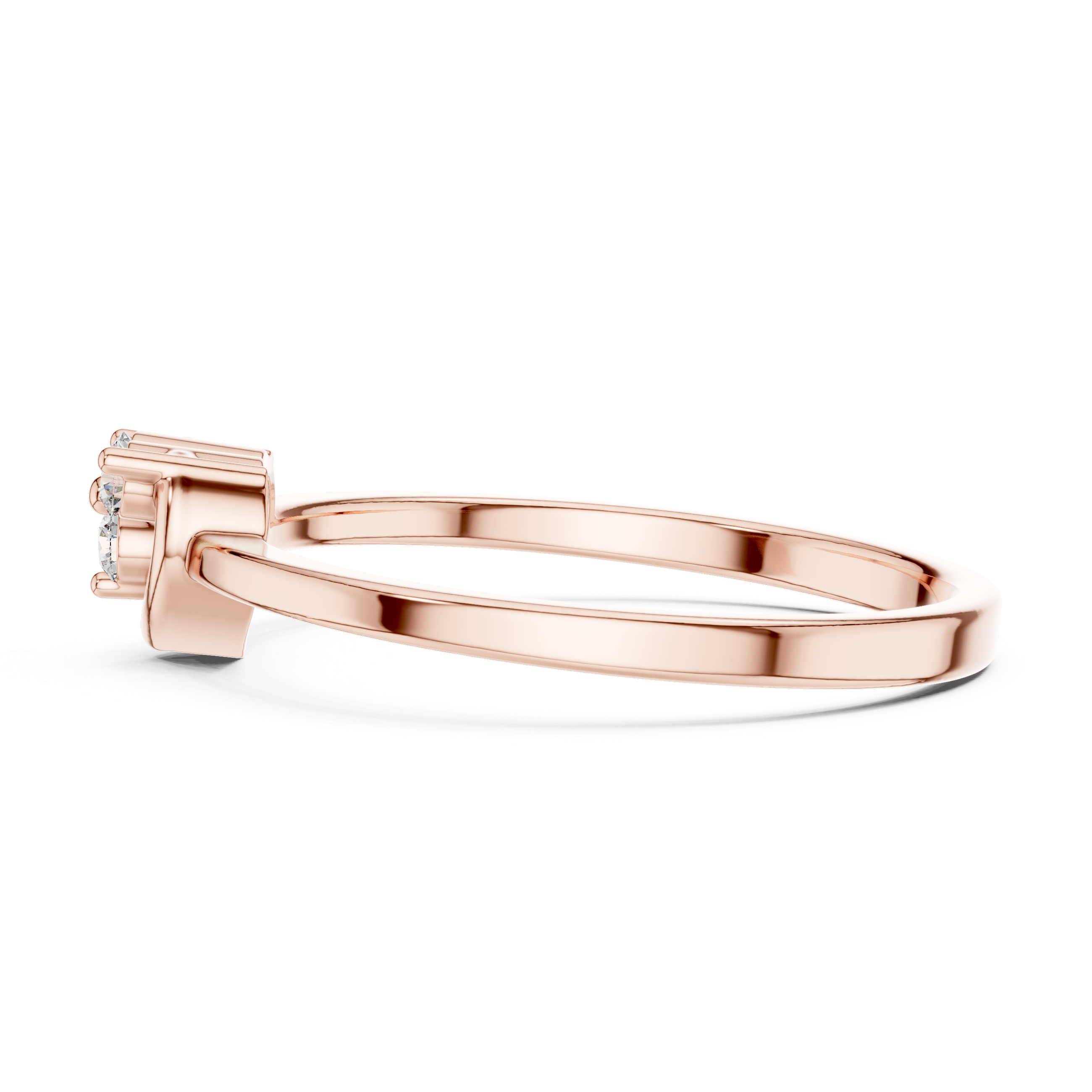 Minimal Heart Diamond Ring – Dainty Three Stone Promise Ring