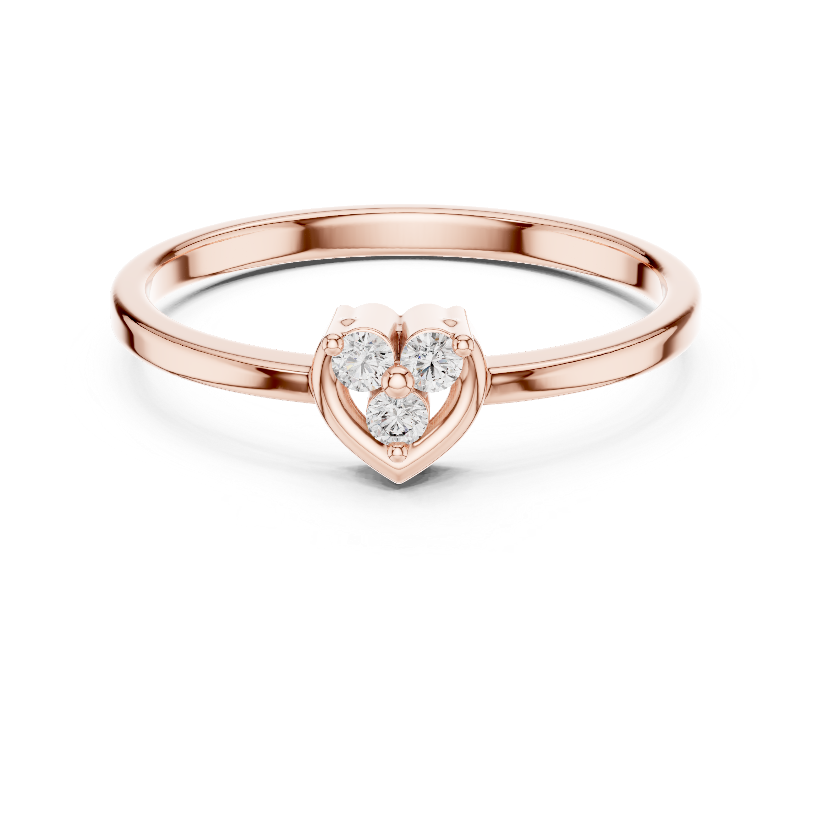 Minimal Heart Diamond Ring – Dainty Three Stone Promise Ring