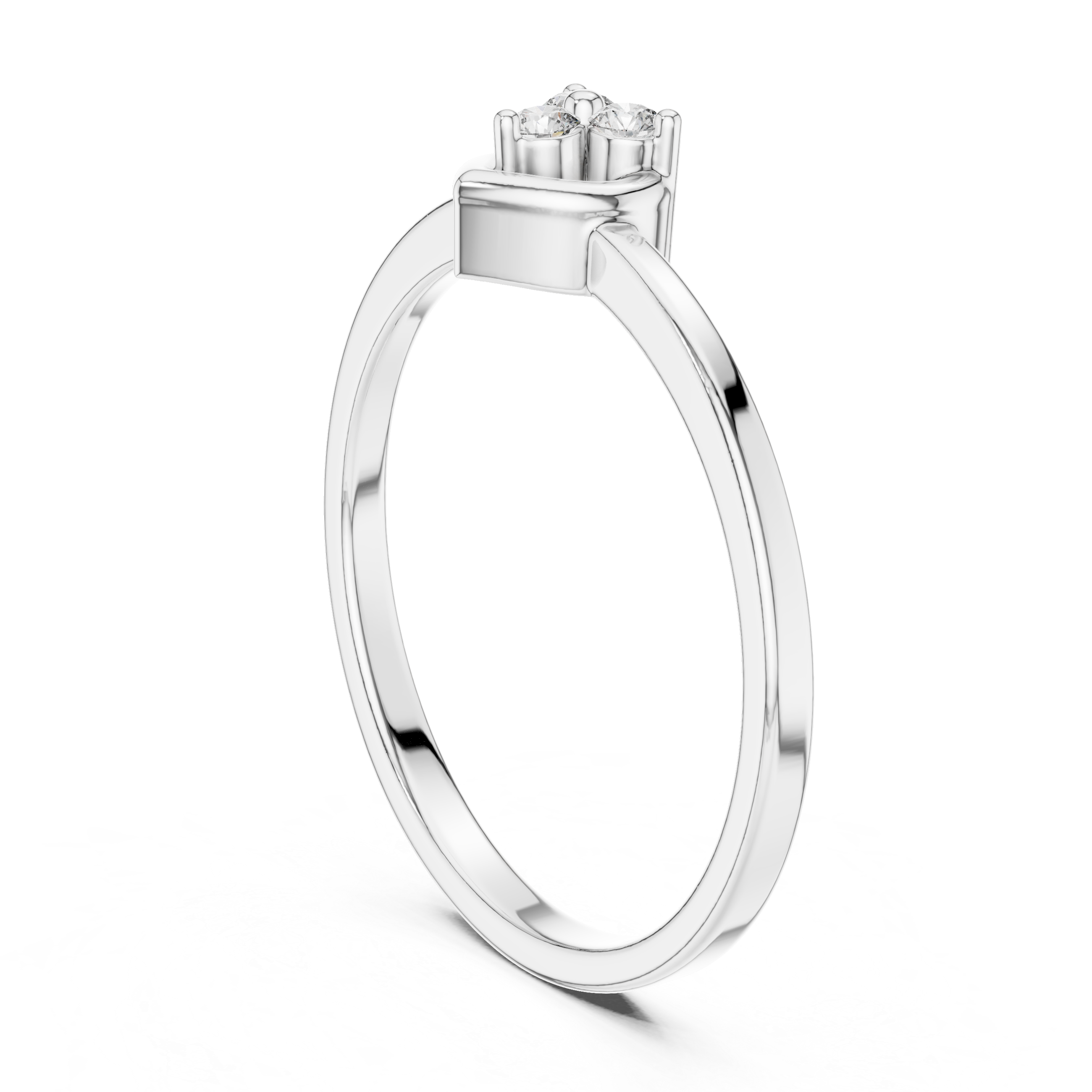 Minimal Heart Diamond Ring – Dainty Three Stone Promise Ring