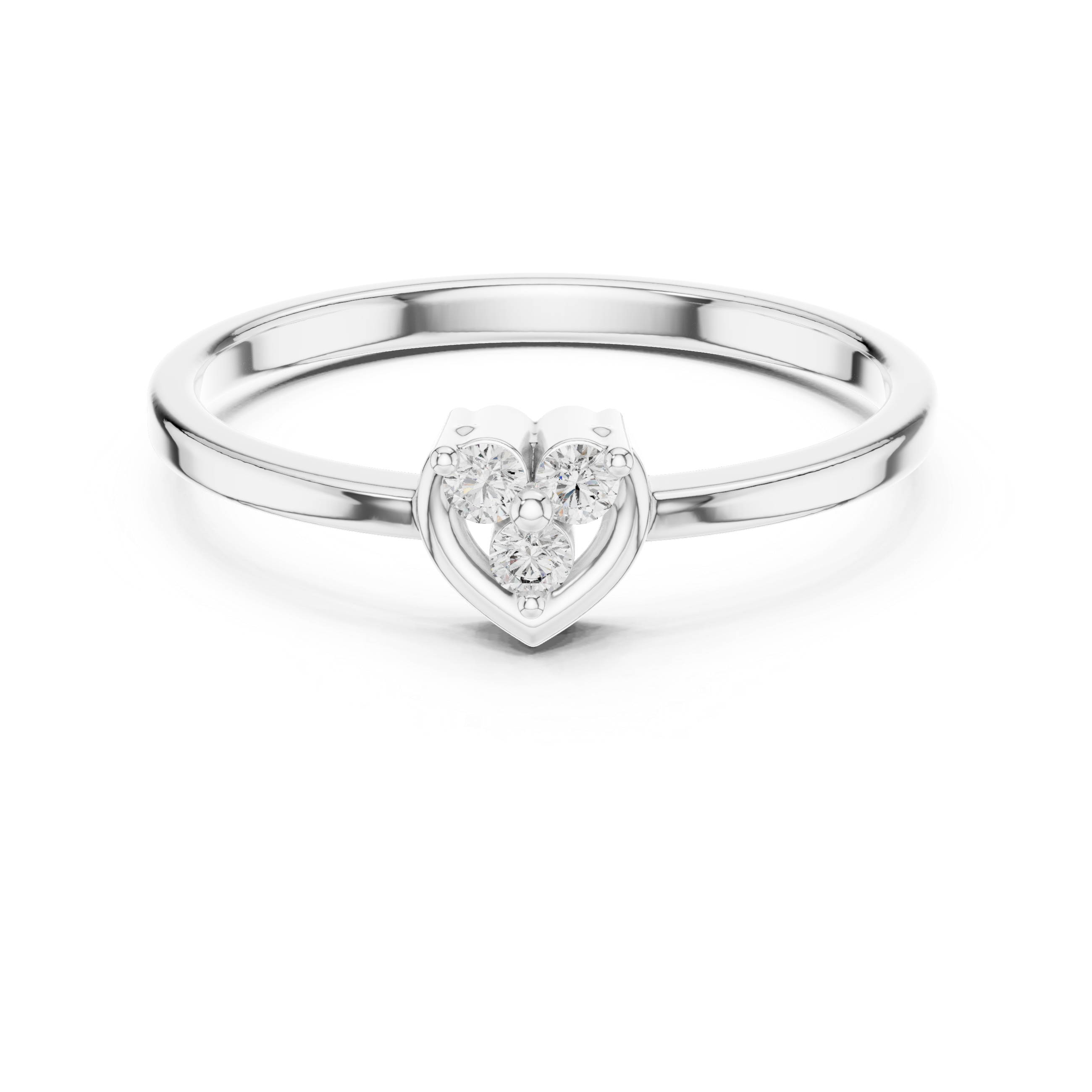 Minimal Heart Diamond Ring – Dainty Three Stone Promise Ring