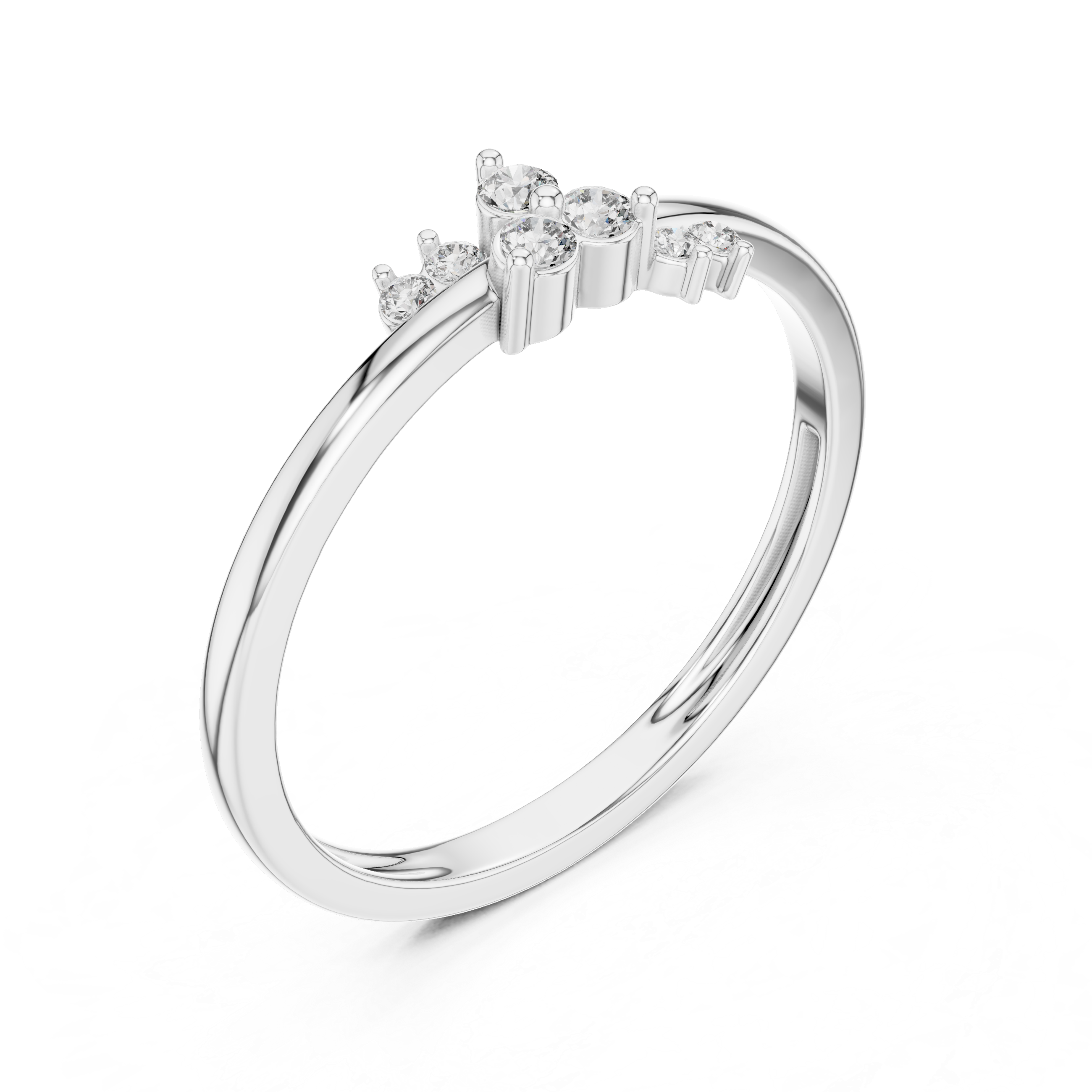 Minimal Cluster Diamond Ring – Asymmetrical Dainty Stacking Ring