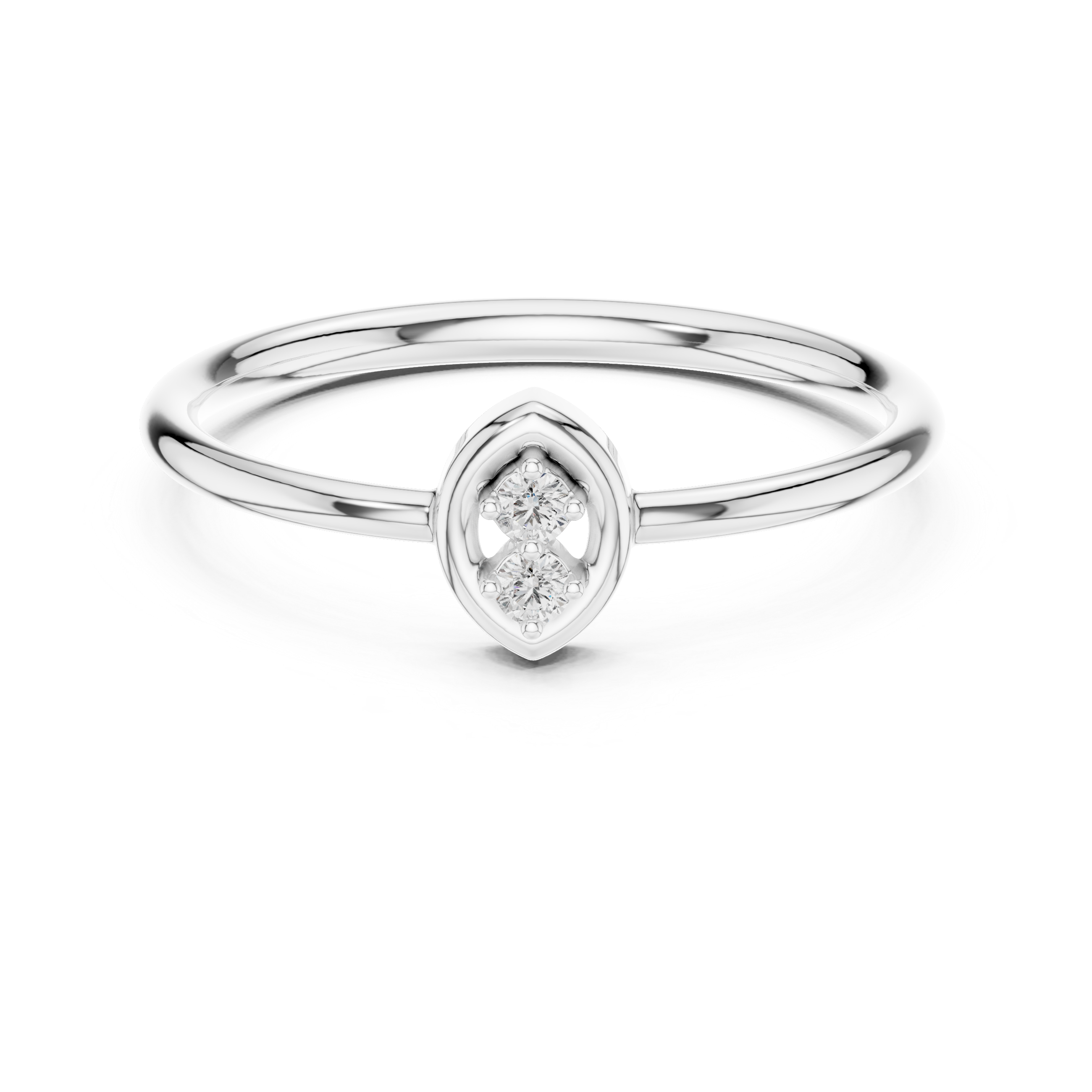 Minimal Marquise Diamond Ring – Dainty Double Stone Stackable Ring