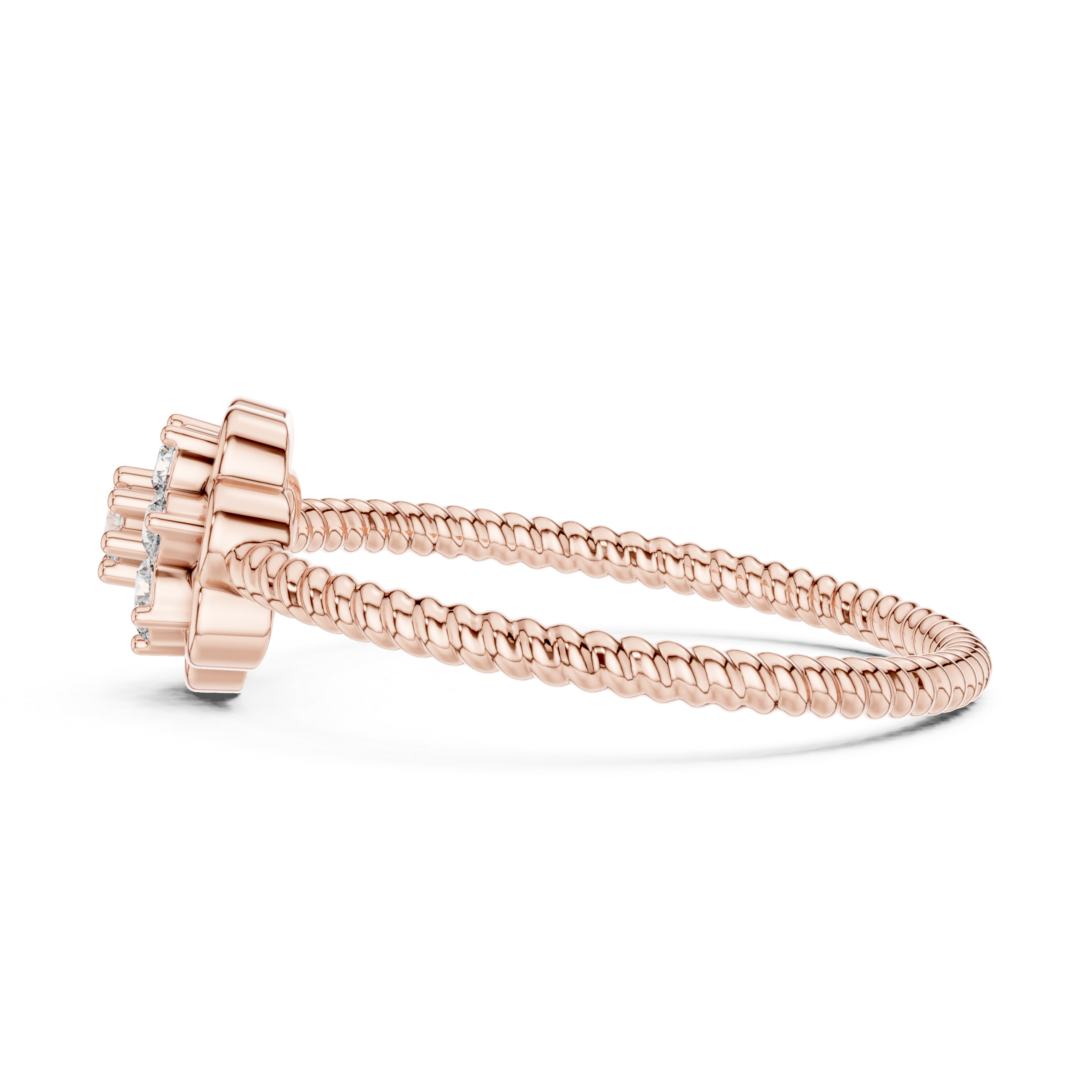 Twisted Band Floral Diamond Ring – Dainty Flower Cluster Promise Ring