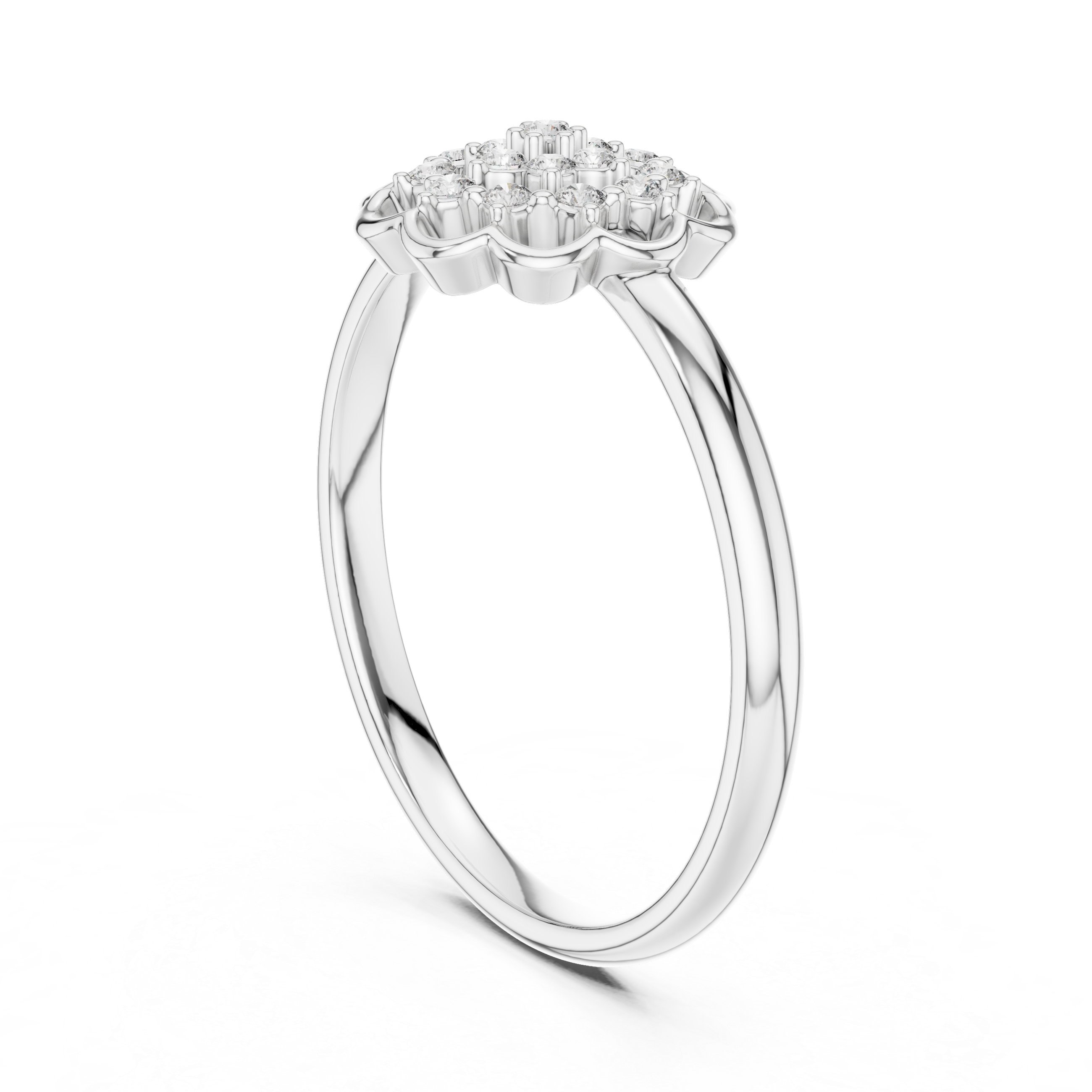 Vintage Floral Diamond Cluster Ring – Round Blossom Halo Ring