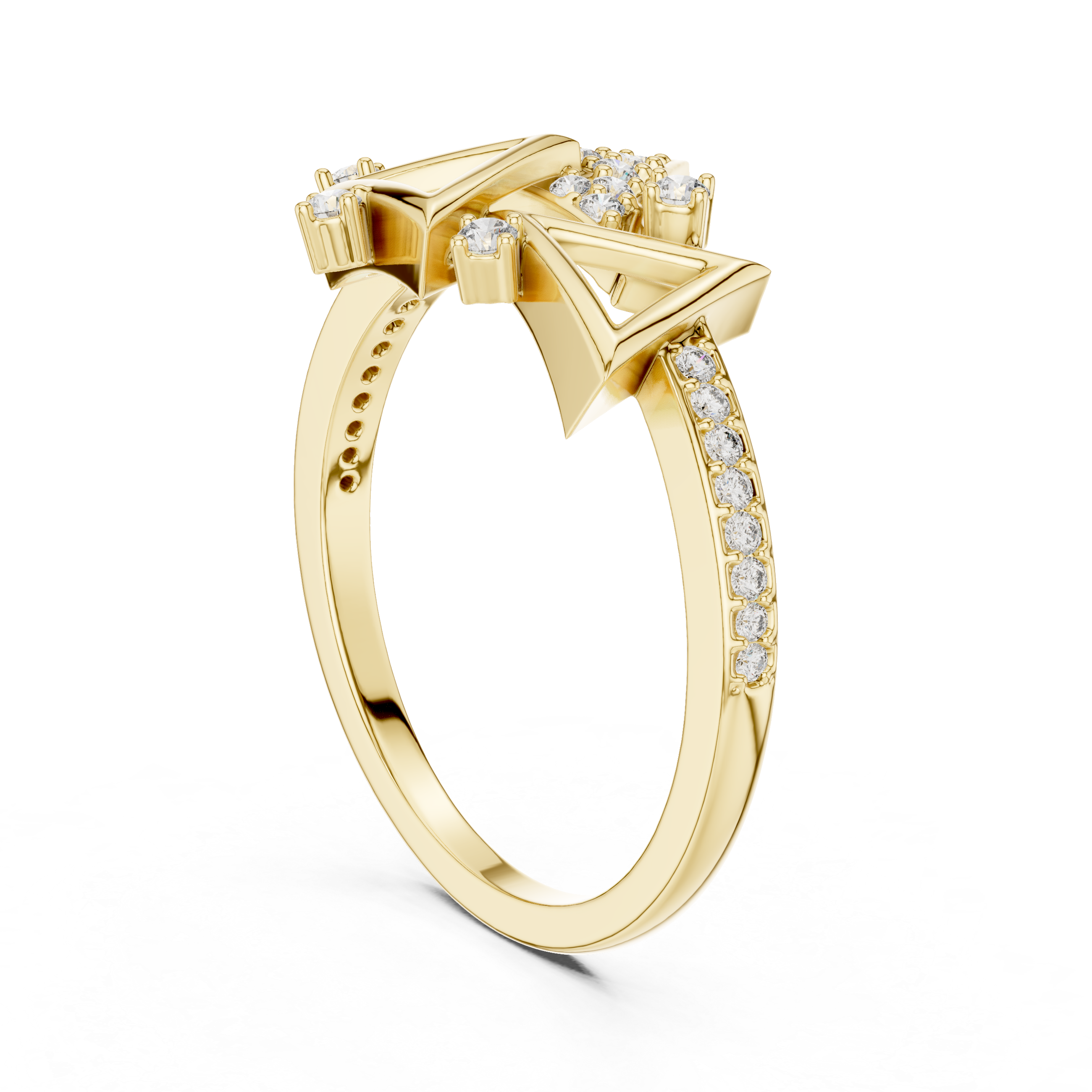 Abstract Triangle Diamond Ring with Modern Openwork Geometric Design