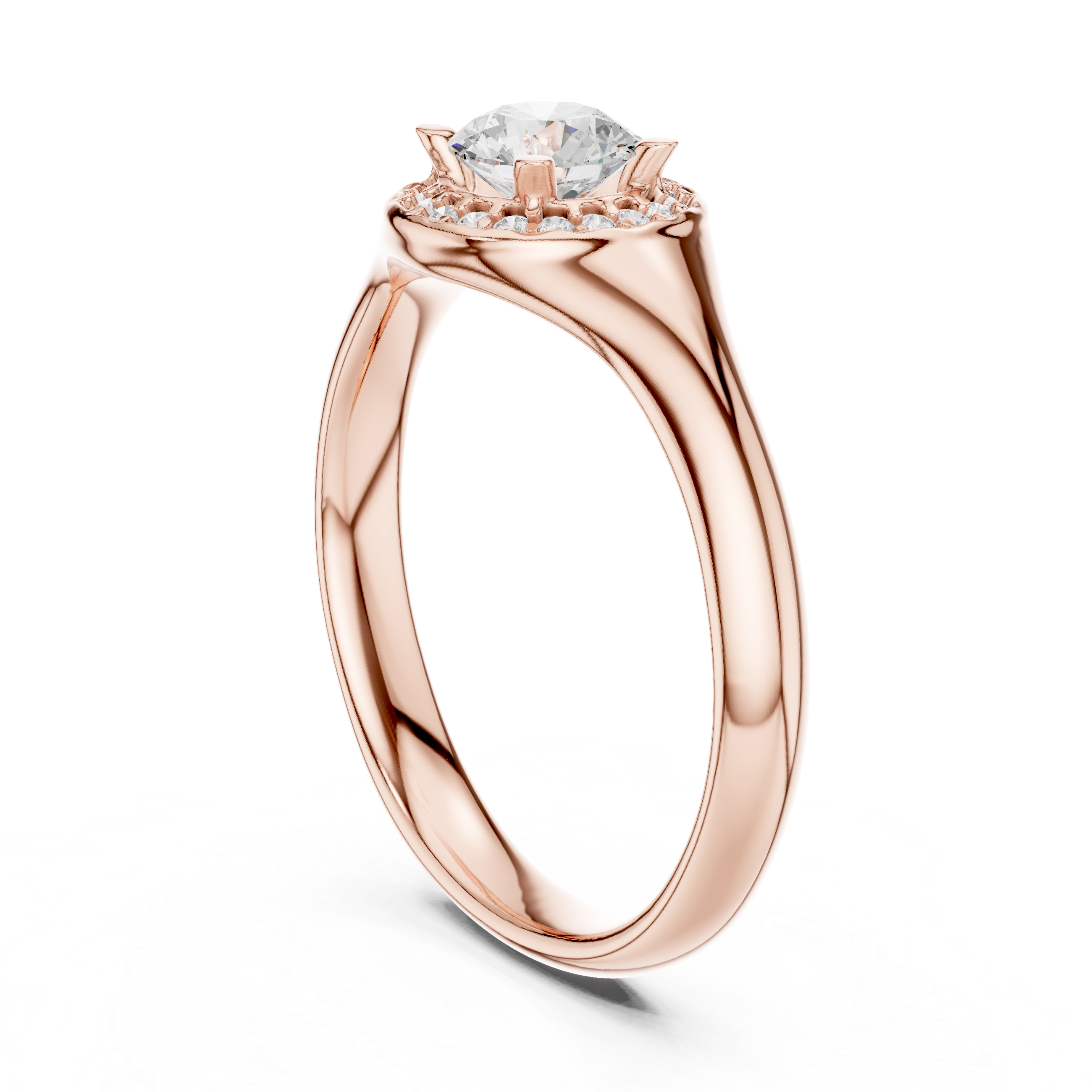 Classic Round Halo Engagement Ring – Minimal Bezel-Inspired Diamond Ring